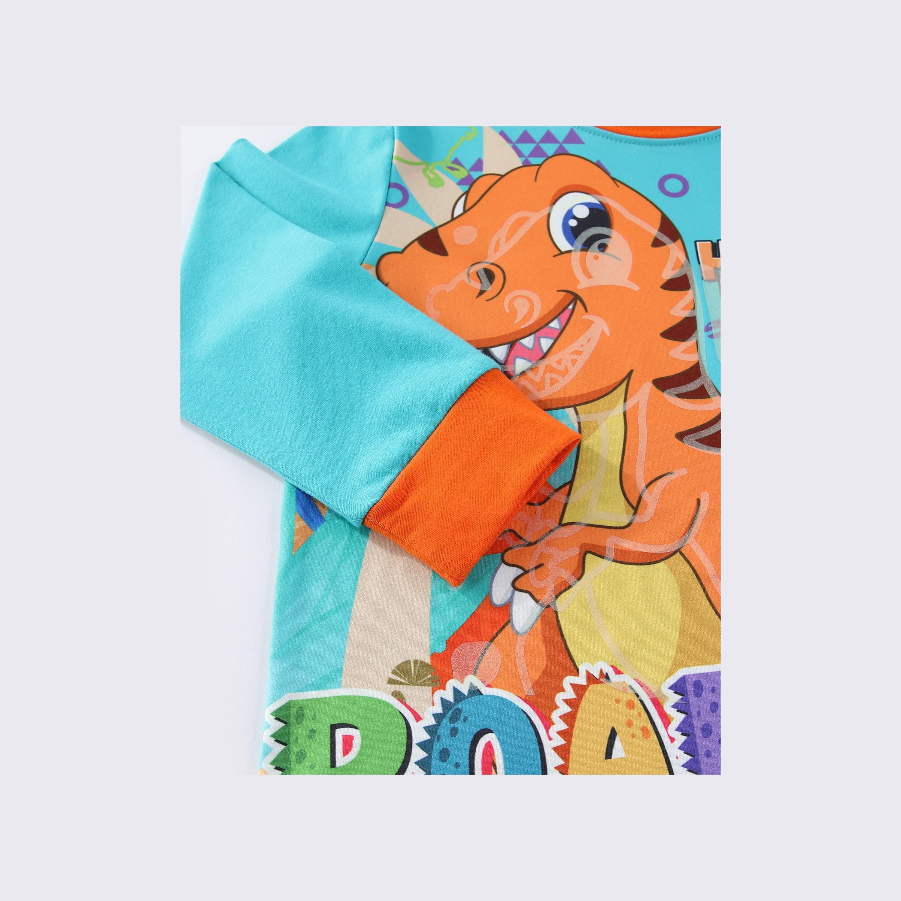Babyqlo 2-Piece Roaring Dino Printed Glow-in-the-Dark T-Shirt with Pyjama-boys-clothing-nightwear-image-11