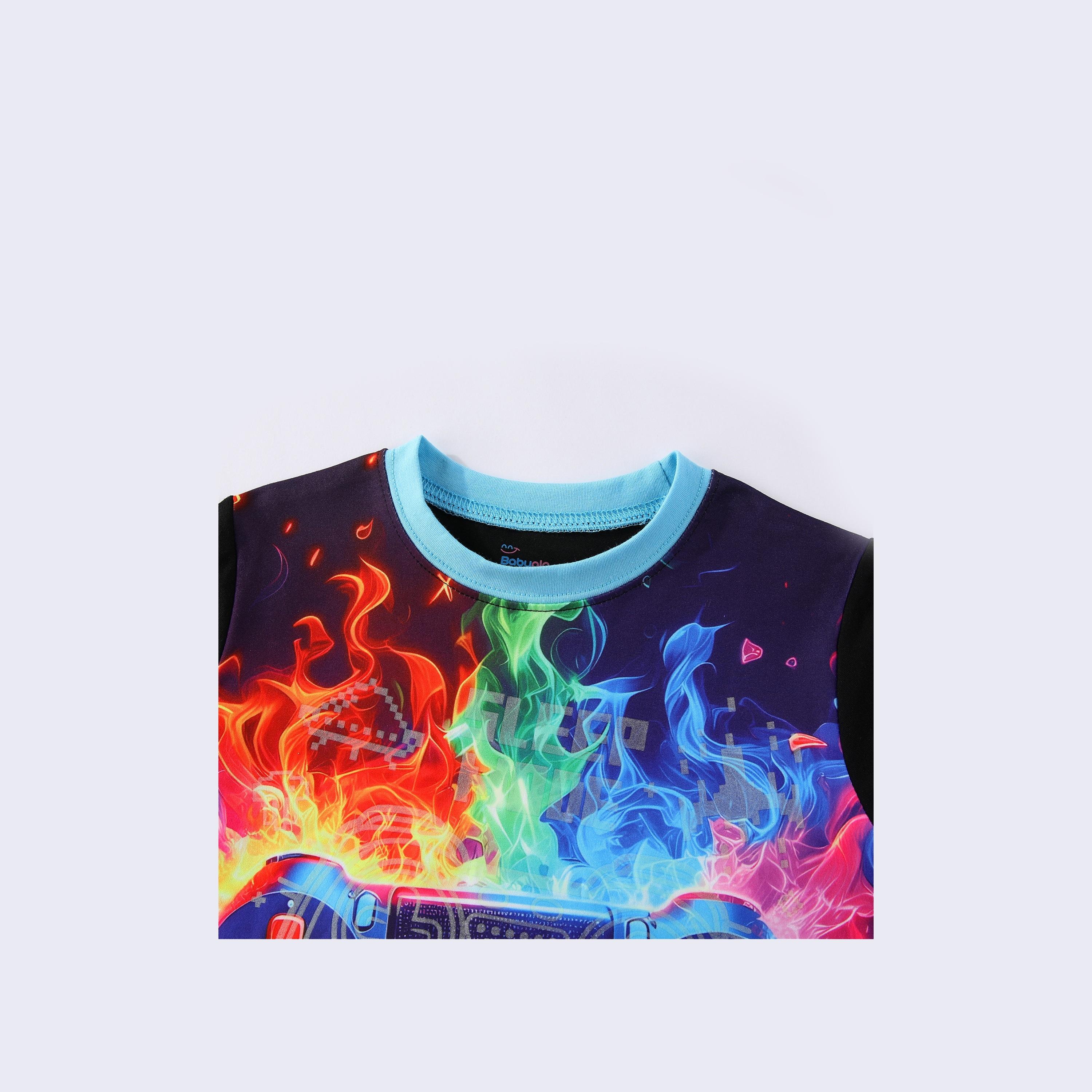 Babyqlo 2-Piece Neon Gamer Printed Glow-in-the-Dark T-Shirt with Pyjama-boys-clothing-nightwear-image-10
