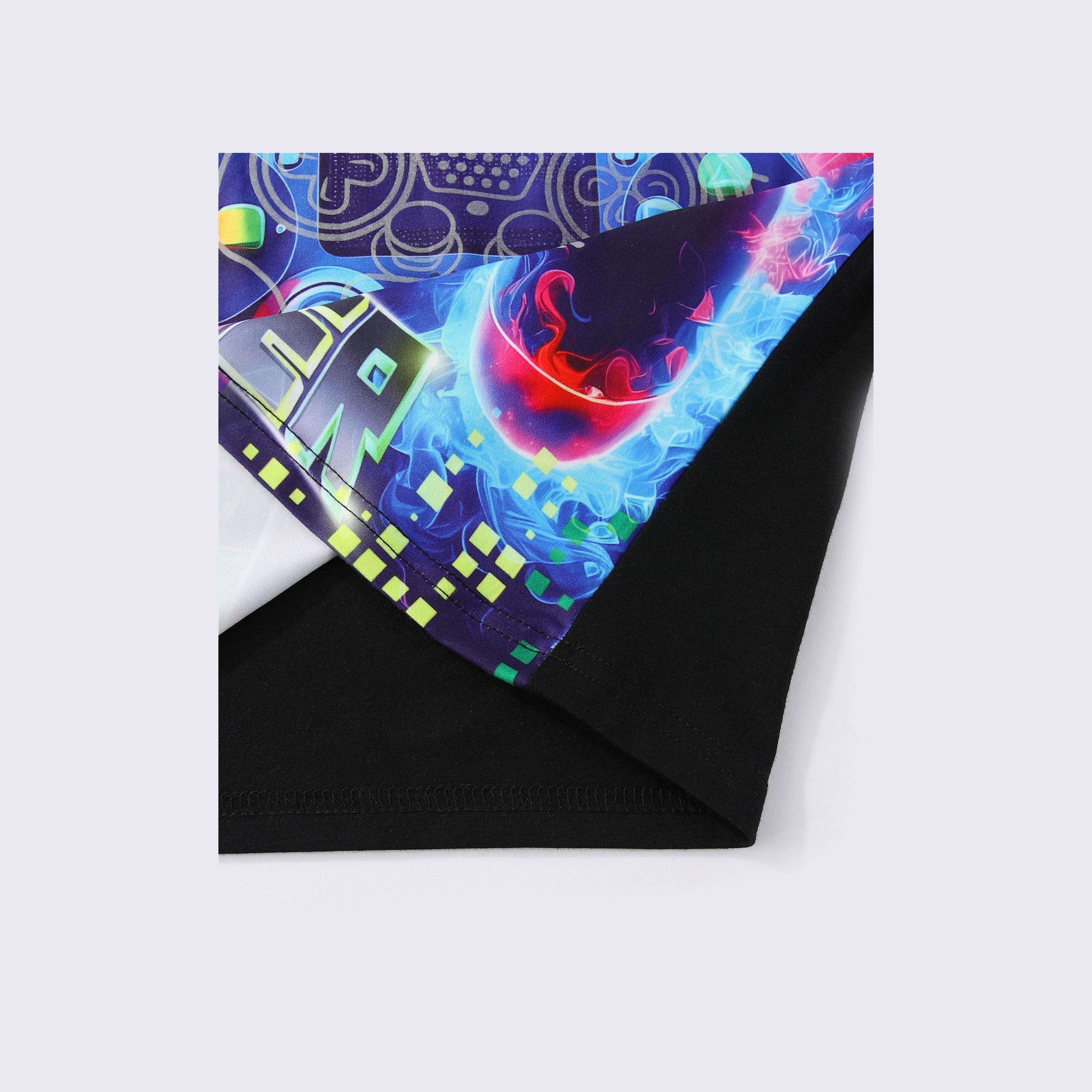Babyqlo 2-Piece Neon Gamer Printed Glow-in-the-Dark T-Shirt with Pyjama-boys-clothing-nightwear-image-2