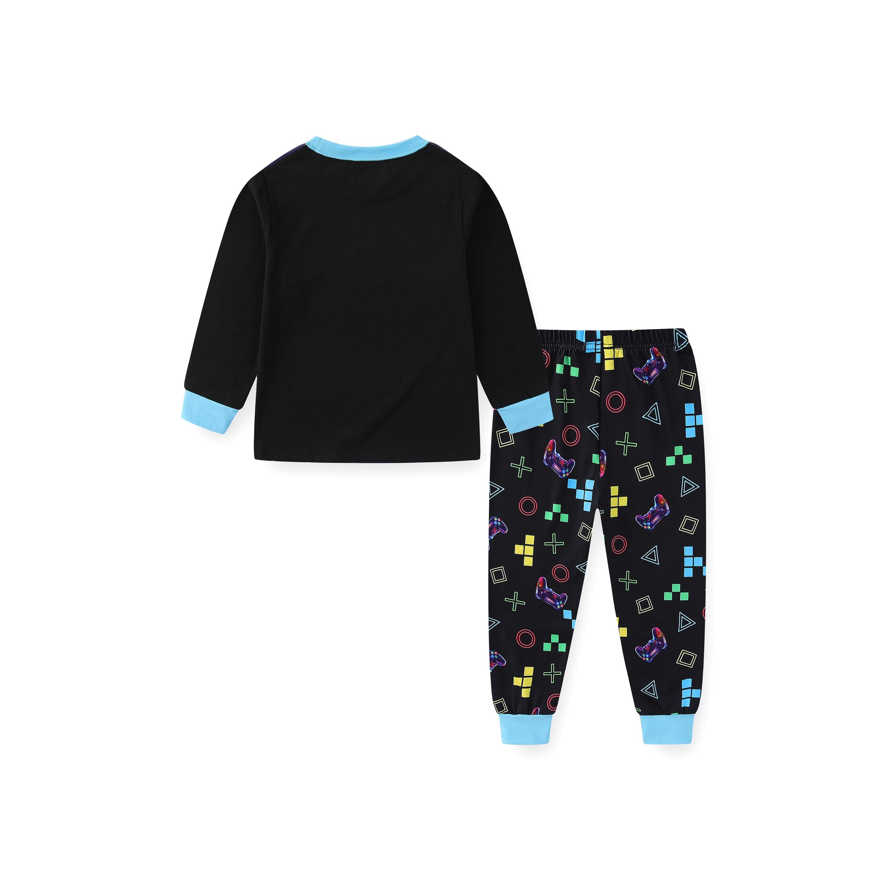 Babyqlo 2-Piece Neon Gamer Printed Glow-in-the-Dark T-Shirt with Pyjama-boys-clothing-nightwear-image-4