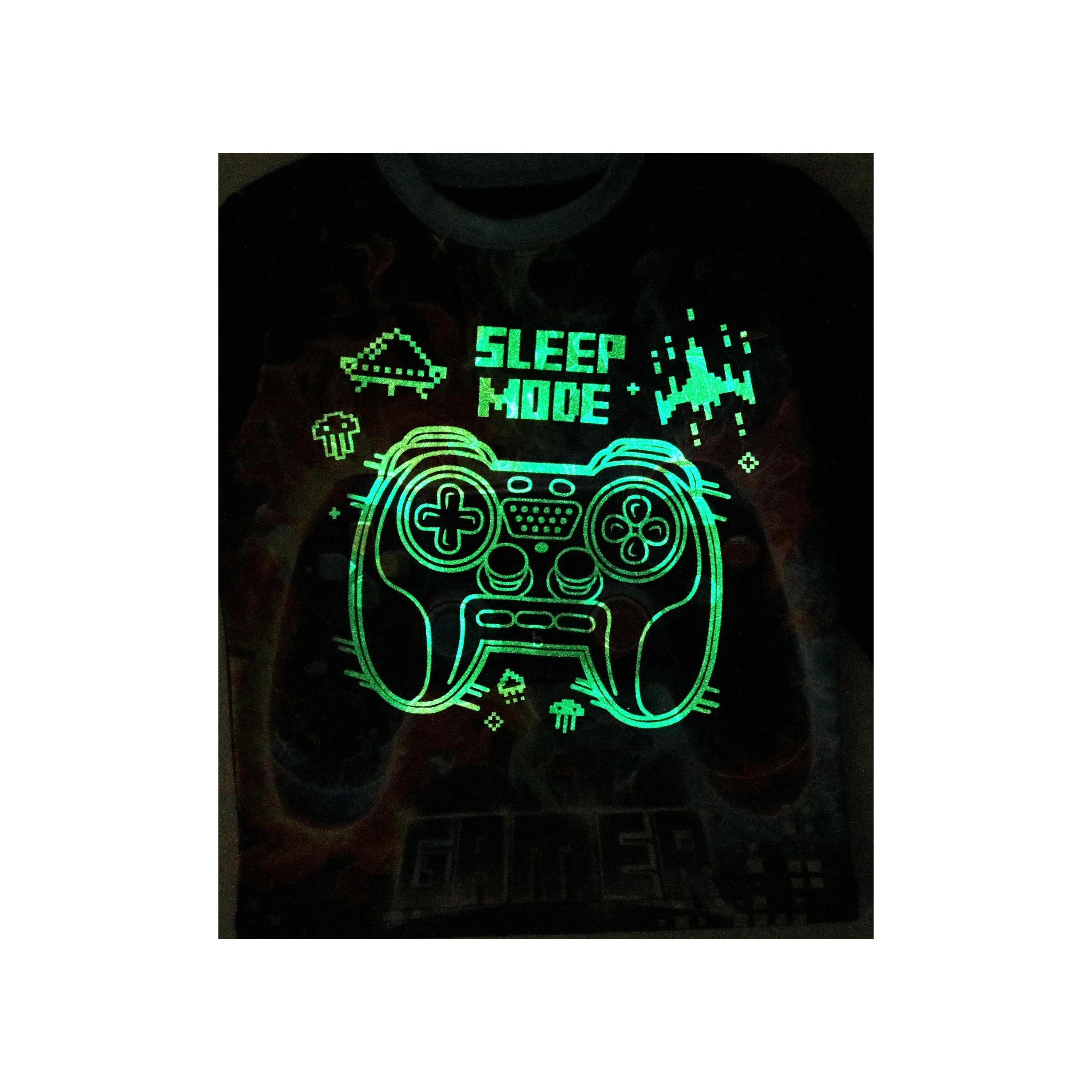 Babyqlo 2-Piece Neon Gamer Printed Glow-in-the-Dark T-Shirt with Pyjama-boys-clothing-nightwear-image-5