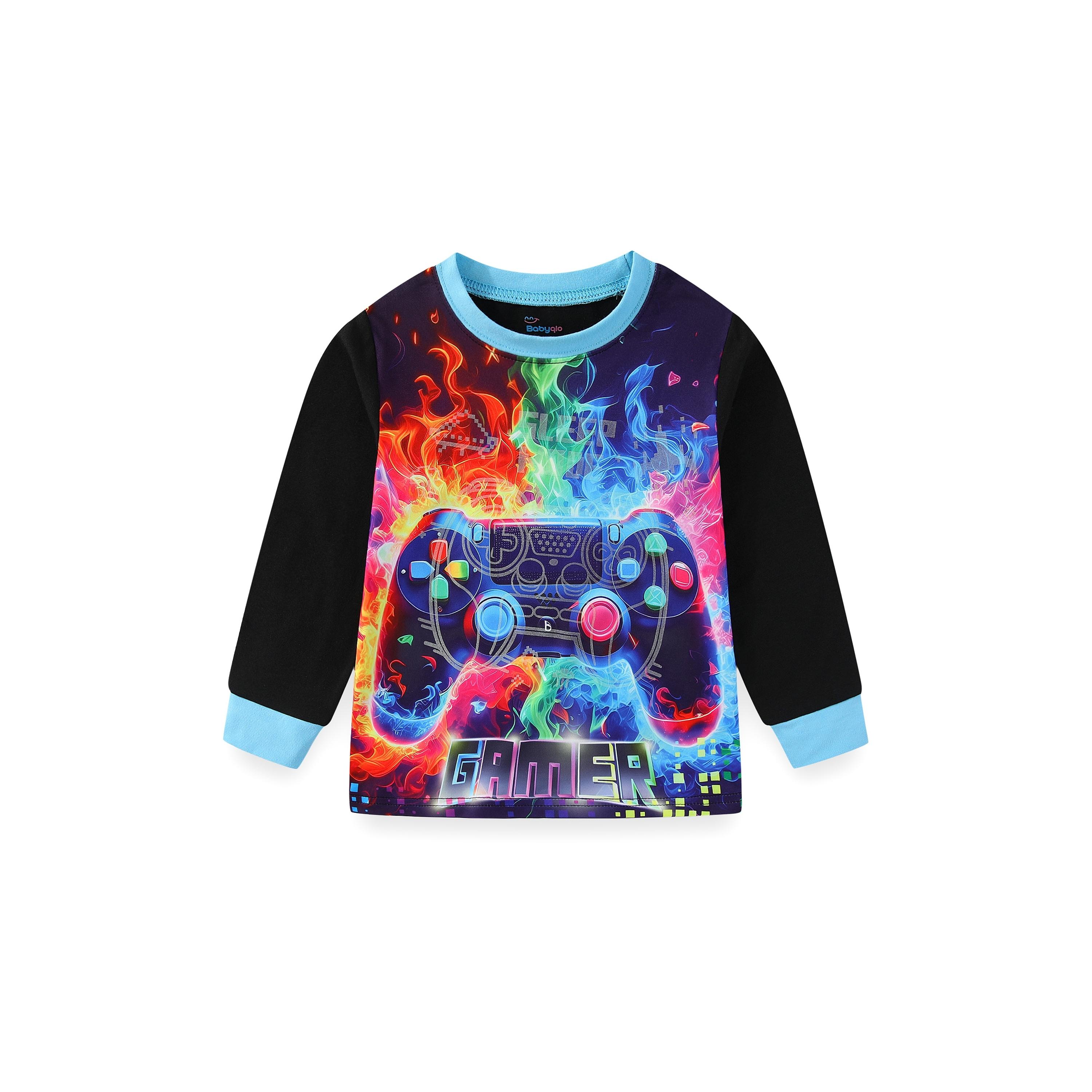 Babyqlo 2-Piece Neon Gamer Printed Glow-in-the-Dark T-Shirt with Pyjama-boys-clothing-nightwear-image-6