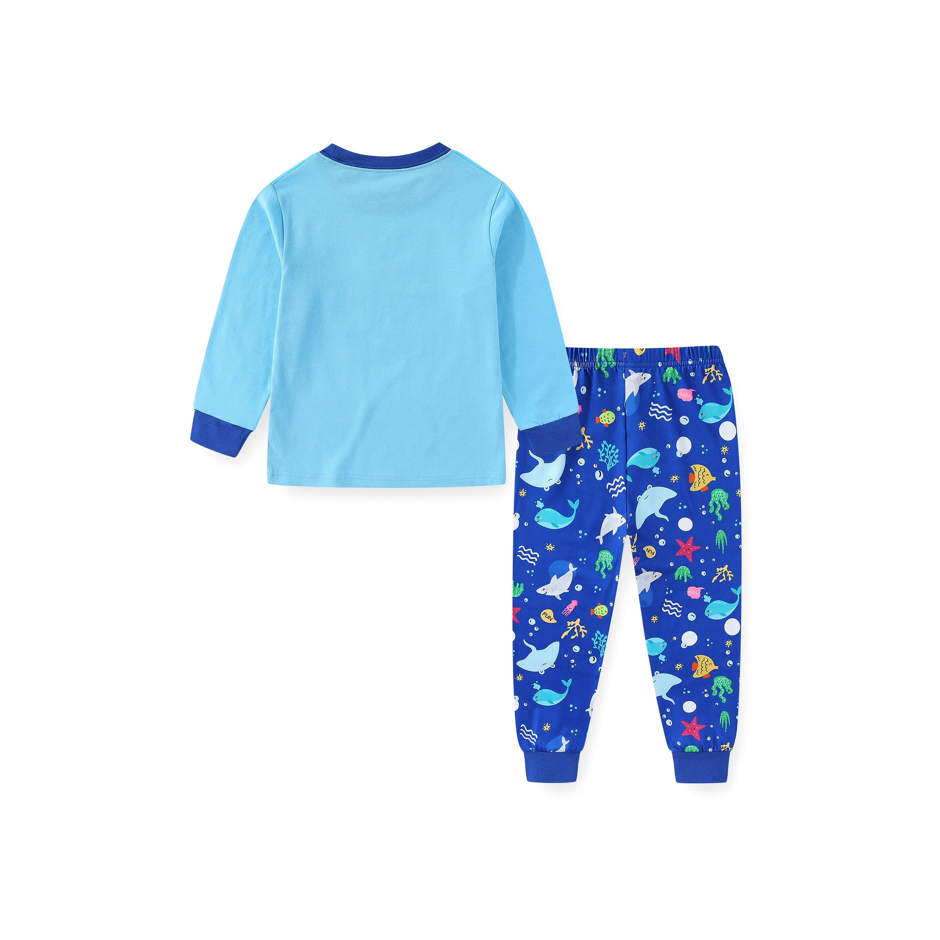 Babyqlo 2-Piece Undersea Friends Printed Glow-in-the-Dark T-Shirt with Pyjama-boys-clothing-nightwear-image-4