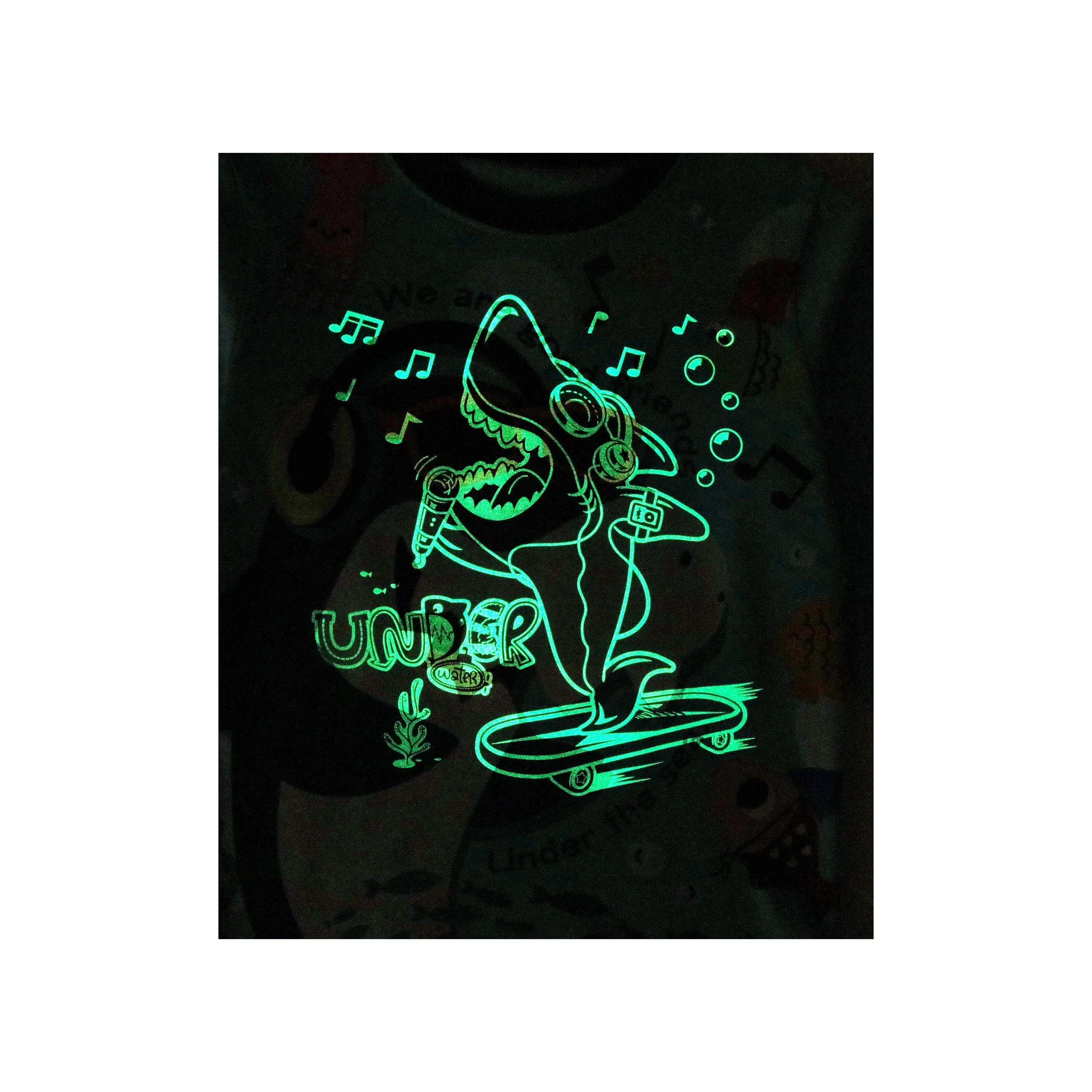 Babyqlo 2-Piece Undersea Friends Printed Glow-in-the-Dark T-Shirt with Pyjama-boys-clothing-nightwear-image-5