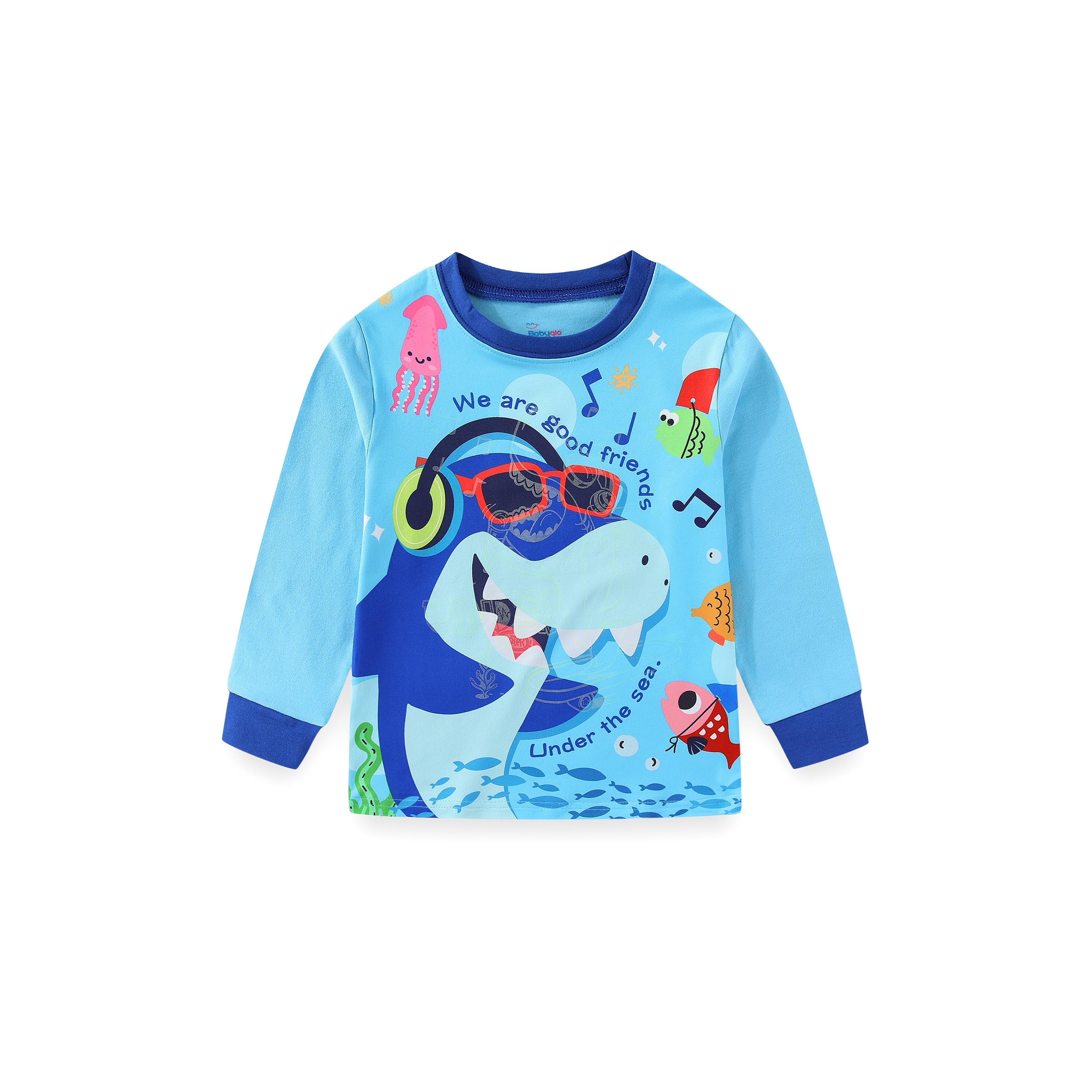 Babyqlo 2-Piece Undersea Friends Printed Glow-in-the-Dark T-Shirt with Pyjama-boys-clothing-nightwear-image-6