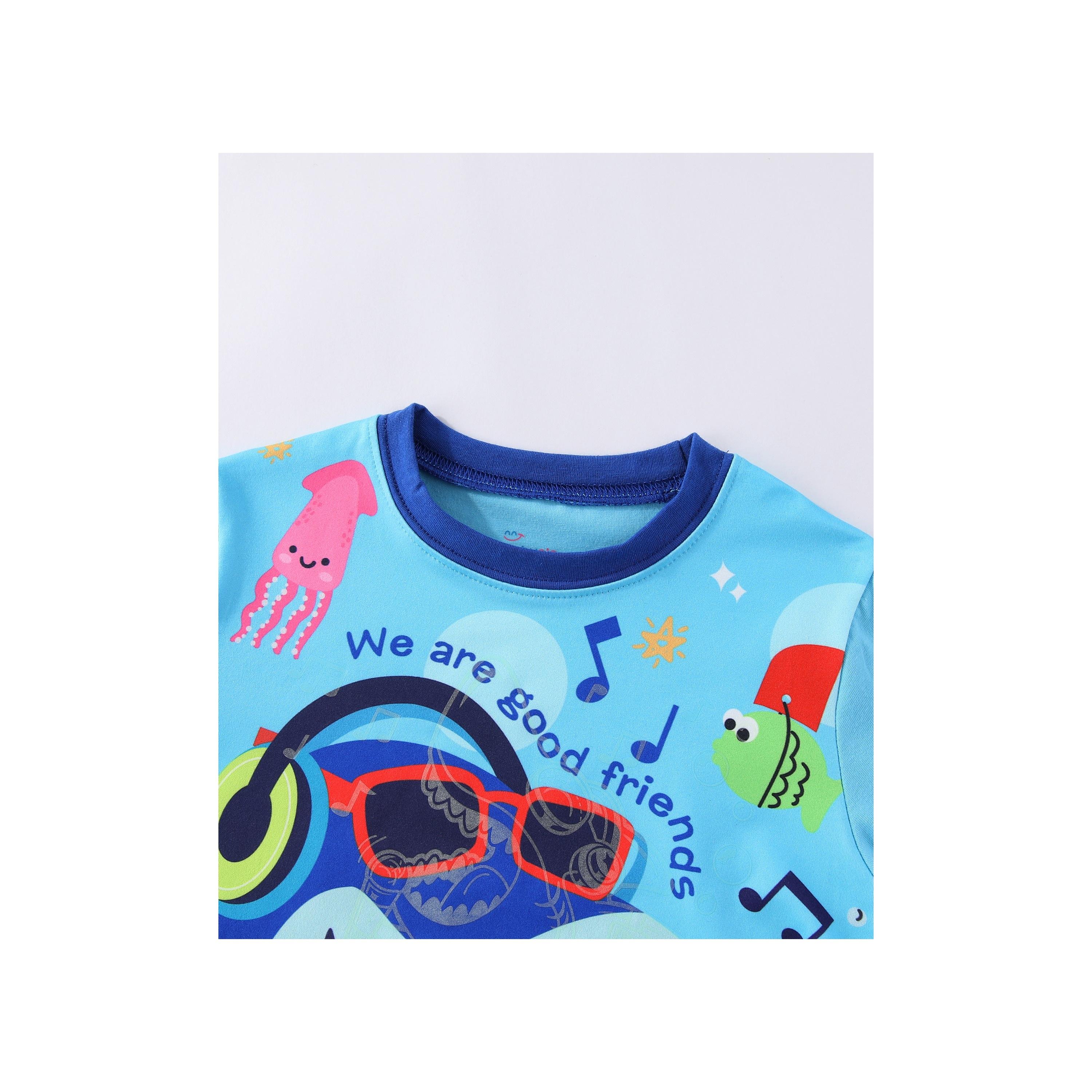 Babyqlo 2-Piece Undersea Friends Printed Glow-in-the-Dark T-Shirt with Pyjama-boys-clothing-nightwear-image-8