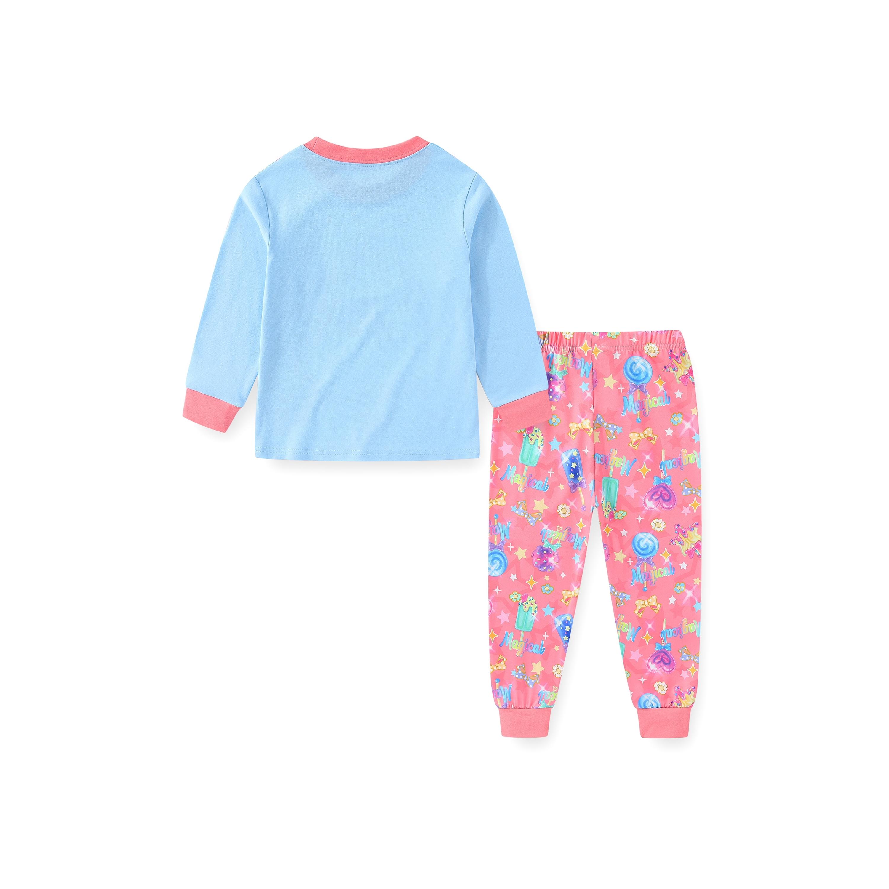 Babyqlo 2-Piece Magical Unicorn Printed Glow-in-the-Dark T-Shirt with Pyjama-girls-clothing-nightwear-image-3