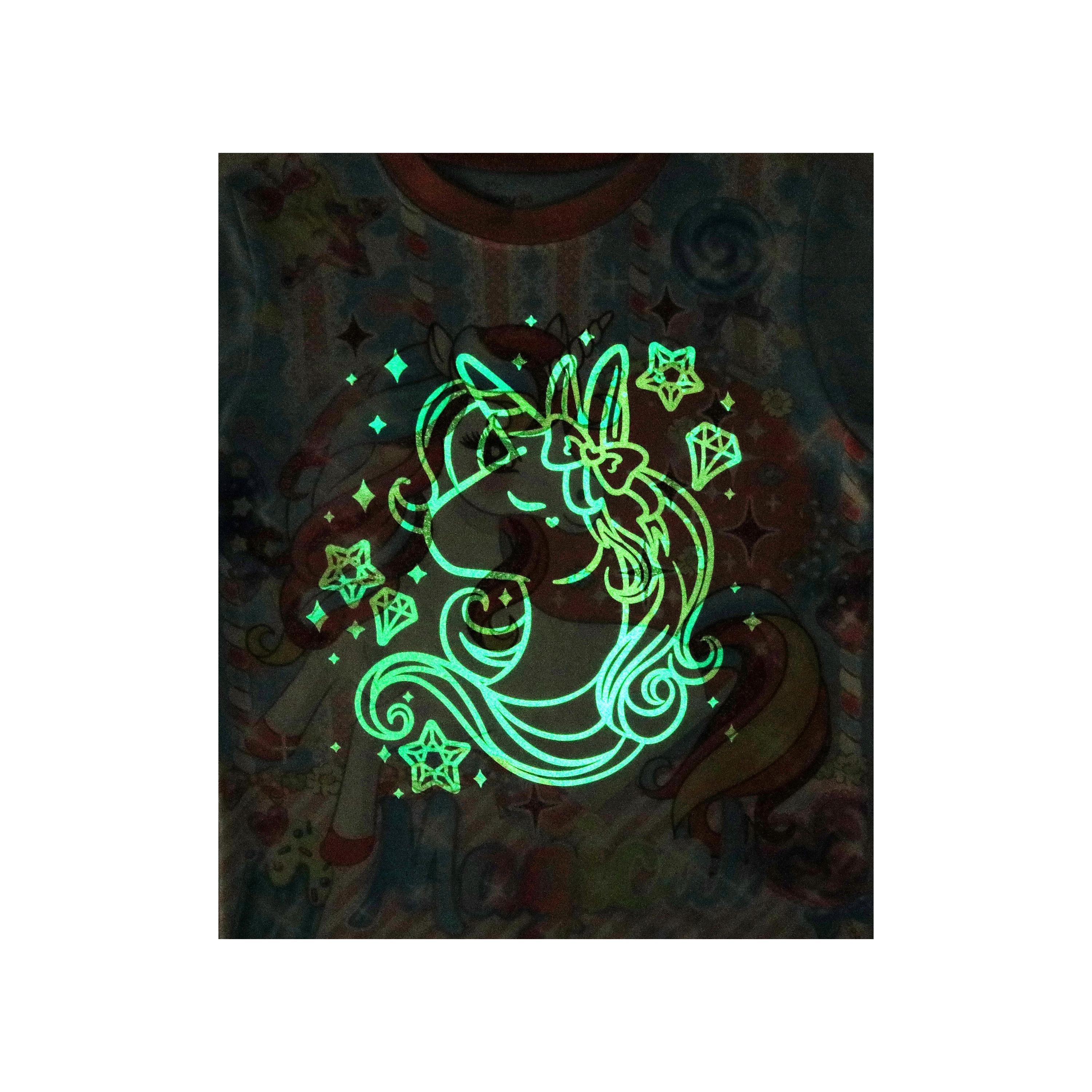 Babyqlo 2-Piece Magical Unicorn Printed Glow-in-the-Dark T-Shirt with Pyjama-girls-clothing-nightwear-image-4