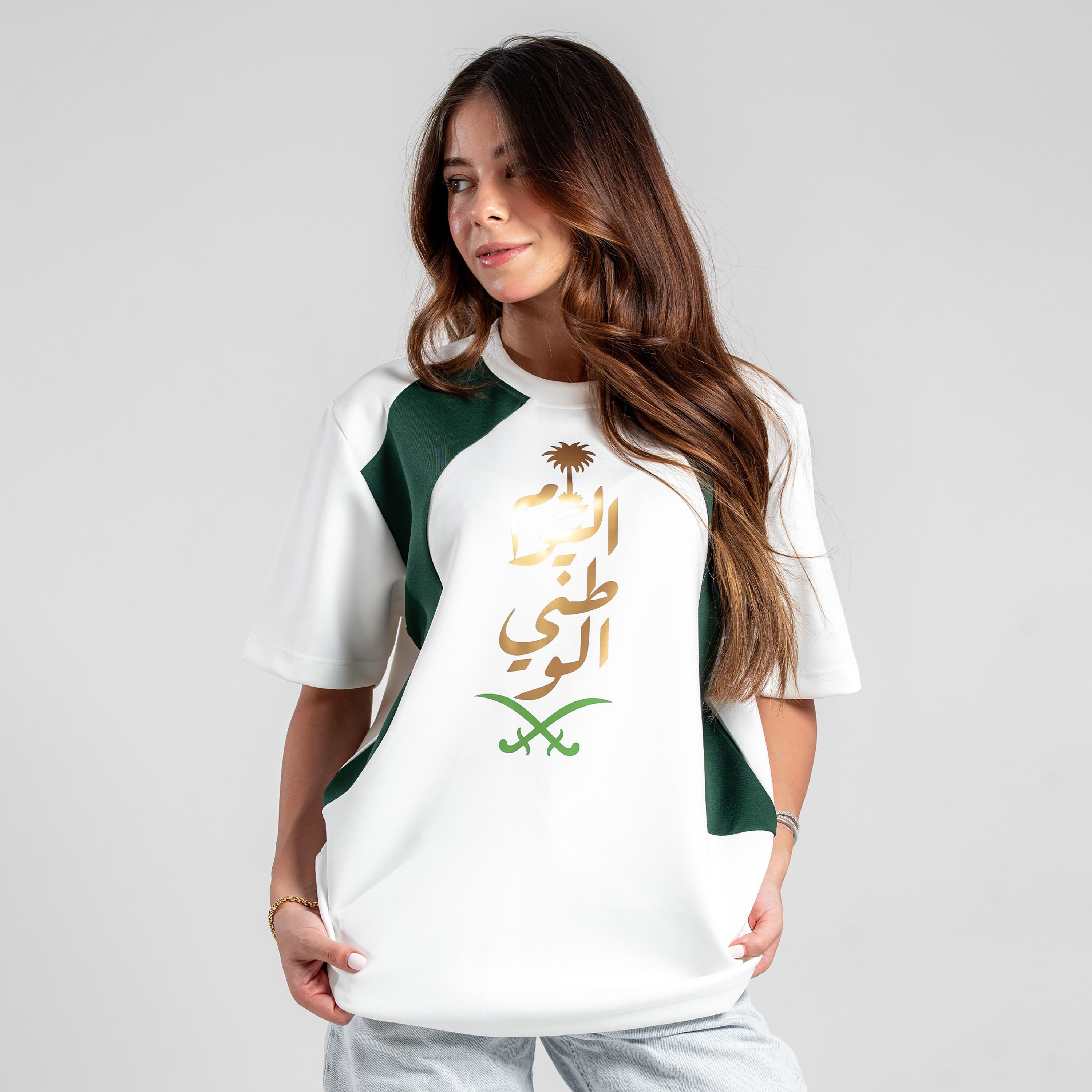 sanefn Saudi Emblem Colorblock Crew Neck Short Sleeves Women's National Day T-Shirt-women-clothing-tshirts-image-4