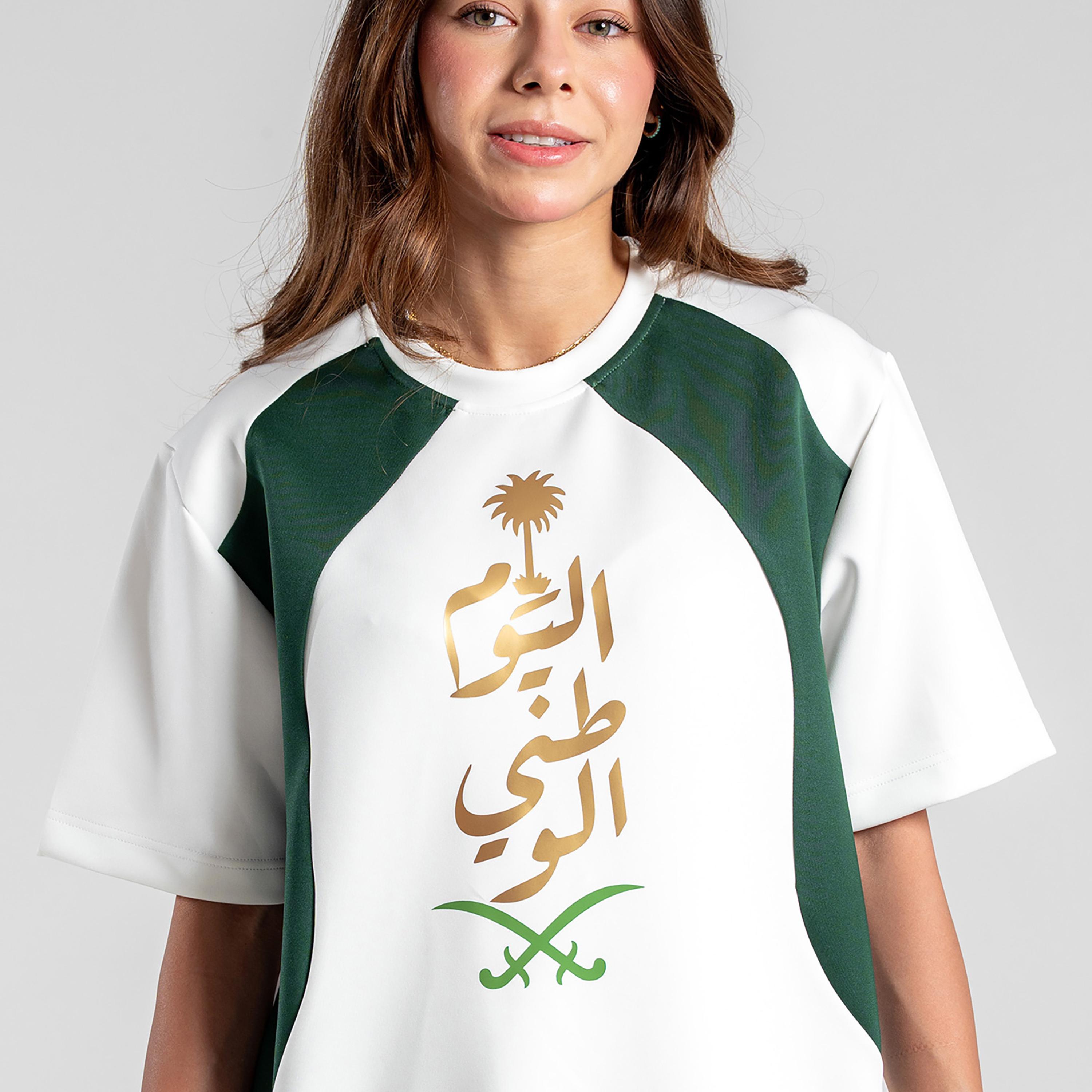 sanefn Saudi Emblem Colorblock Crew Neck Short Sleeves Women's National Day T-Shirt-women-clothing-tshirts-image-5