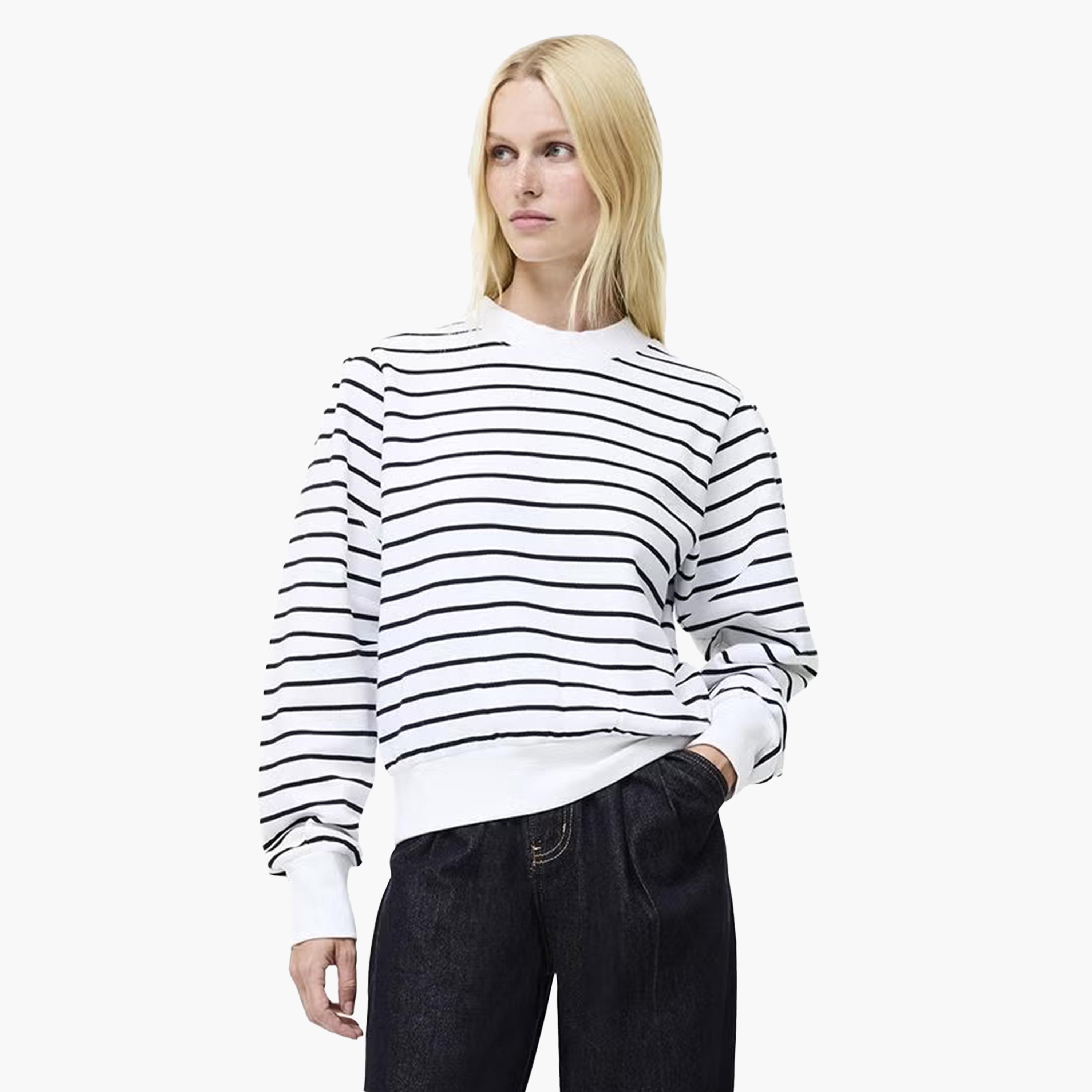 سويت شيرت حريمي مخطط باللون الأبيض من فرينش كونكشن-women-clothing-hoodiesandsweatshirts-sweatshirts-image-1