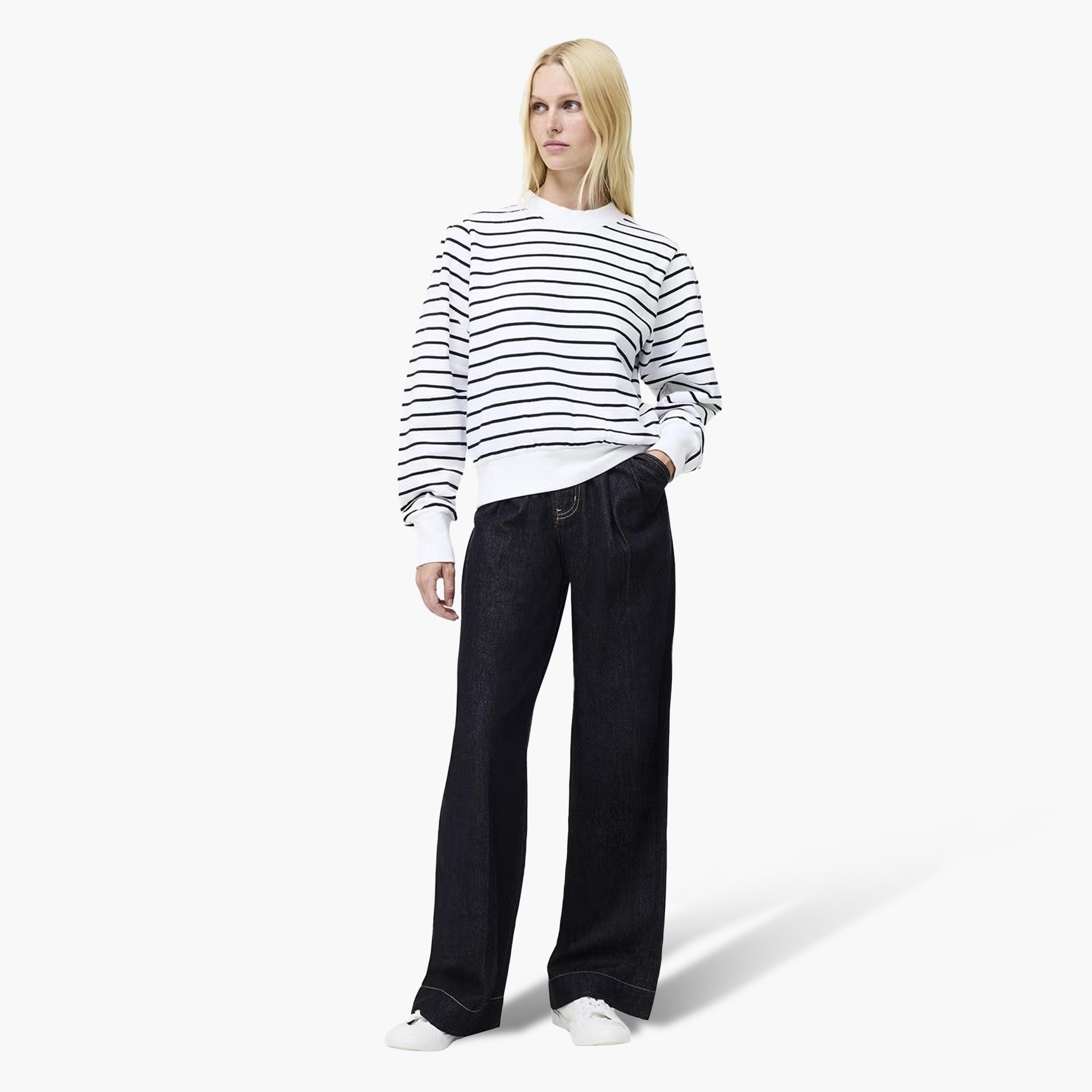 سويت شيرت حريمي مخطط باللون الأبيض من فرينش كونكشن-women-clothing-hoodiesandsweatshirts-sweatshirts-image-2