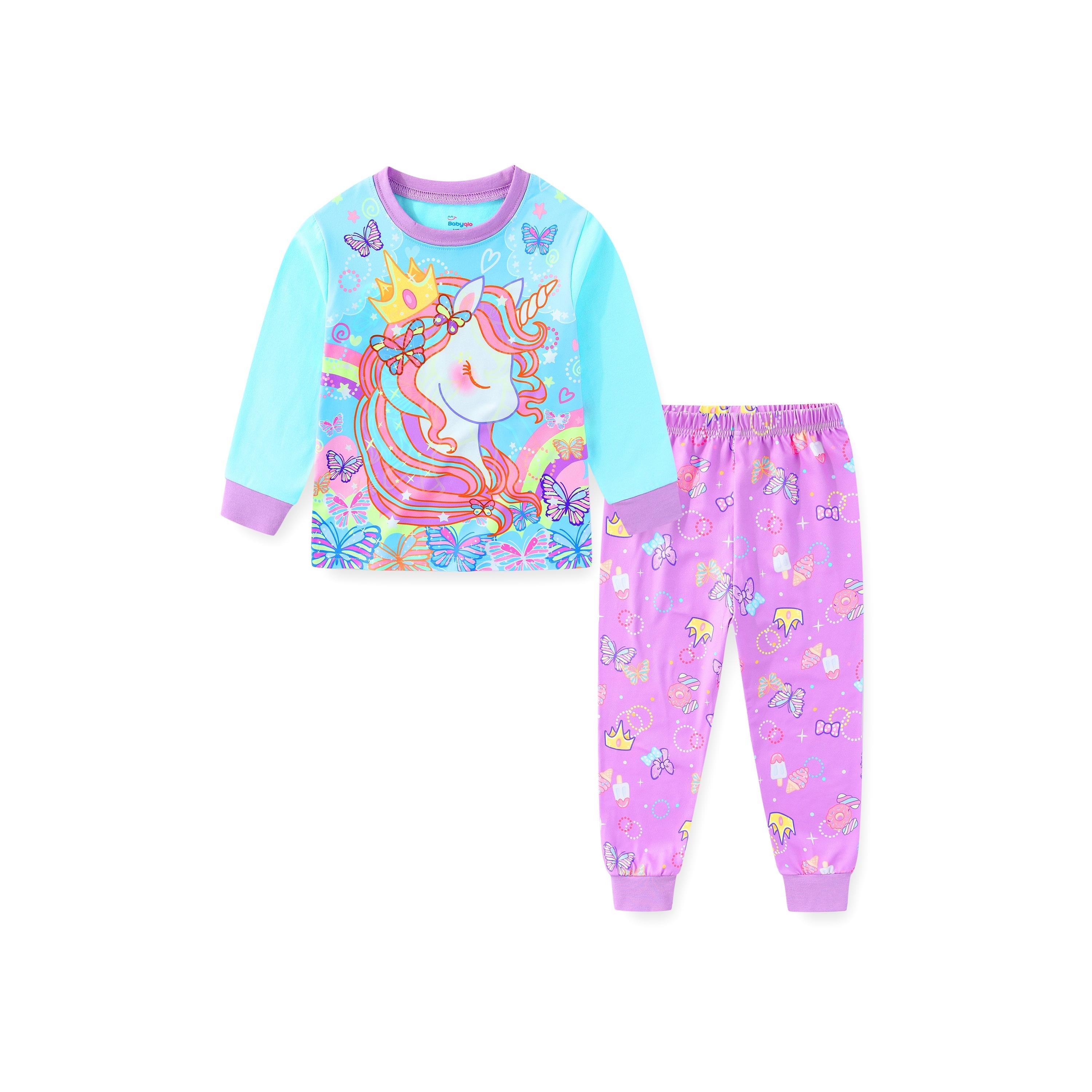 تي شيرت بطبعة فراشة يونيكورن ويتوهج في الظلام قطعتين مع بيجامة من بيبيكلو-girls-clothing-nightwear-image-1