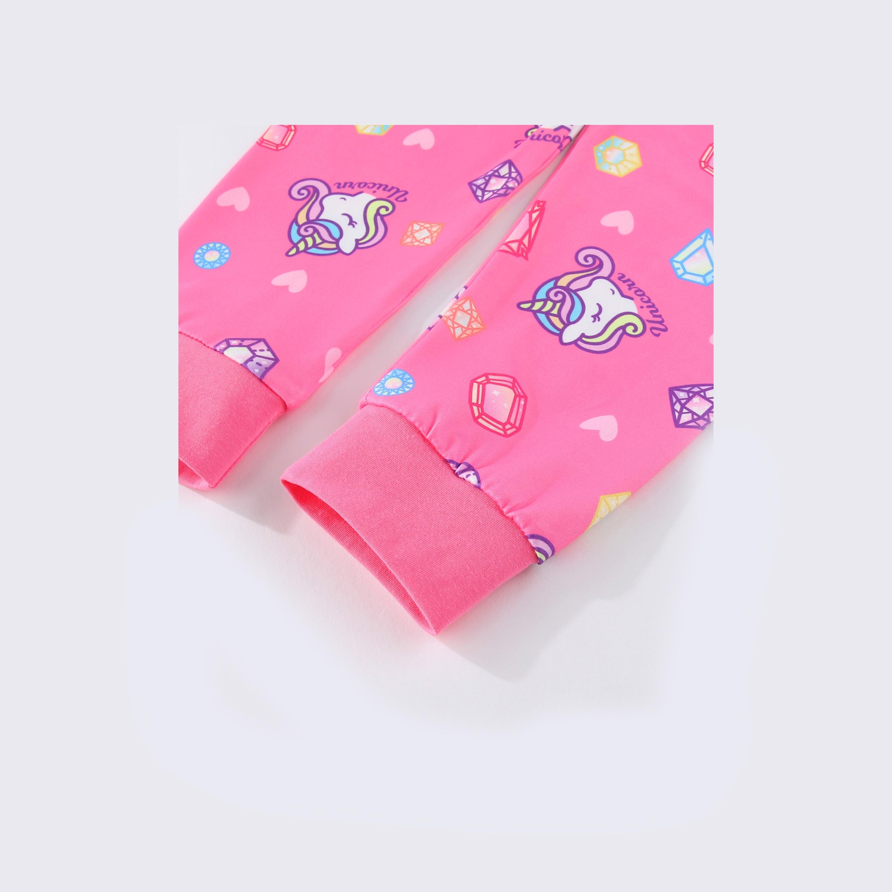 Babyqlo 2-Piece Starry Night Unicorn Printed Glow-in-the-Dark T-Shirt with Pyjama-baby-girls-clothing-nightwear-pyjamasets-image-2