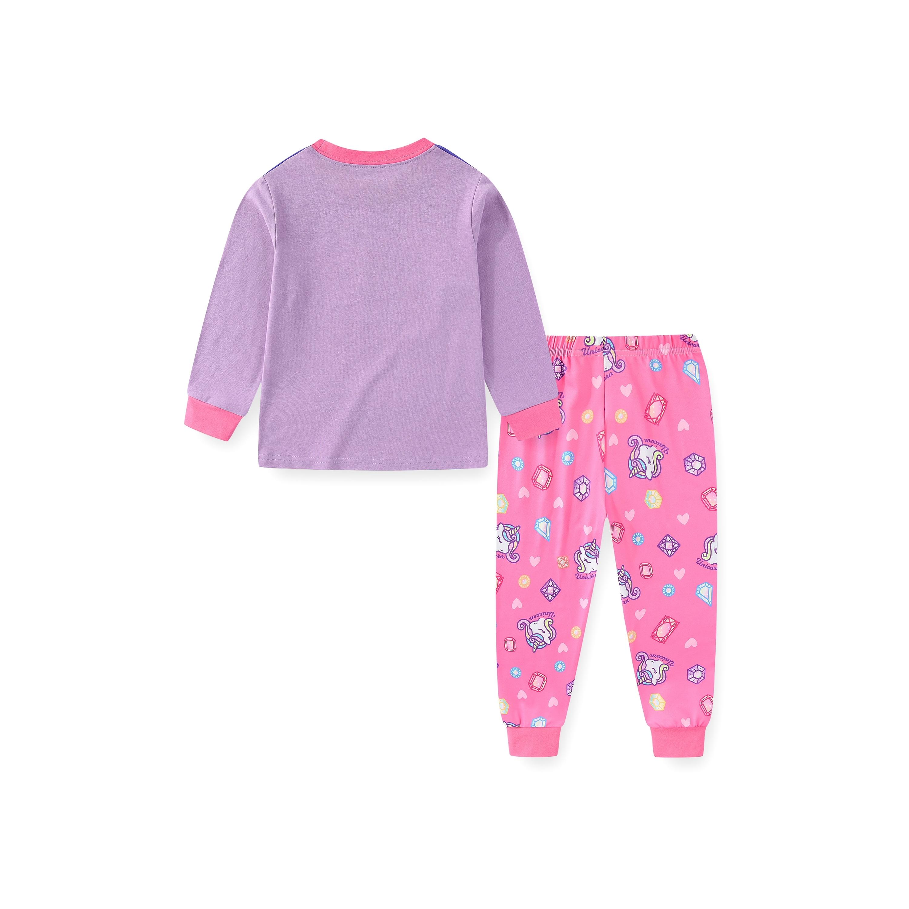 Babyqlo 2-Piece Starry Night Unicorn Printed Glow-in-the-Dark T-Shirt with Pyjama-baby-girls-clothing-nightwear-pyjamasets-image-5
