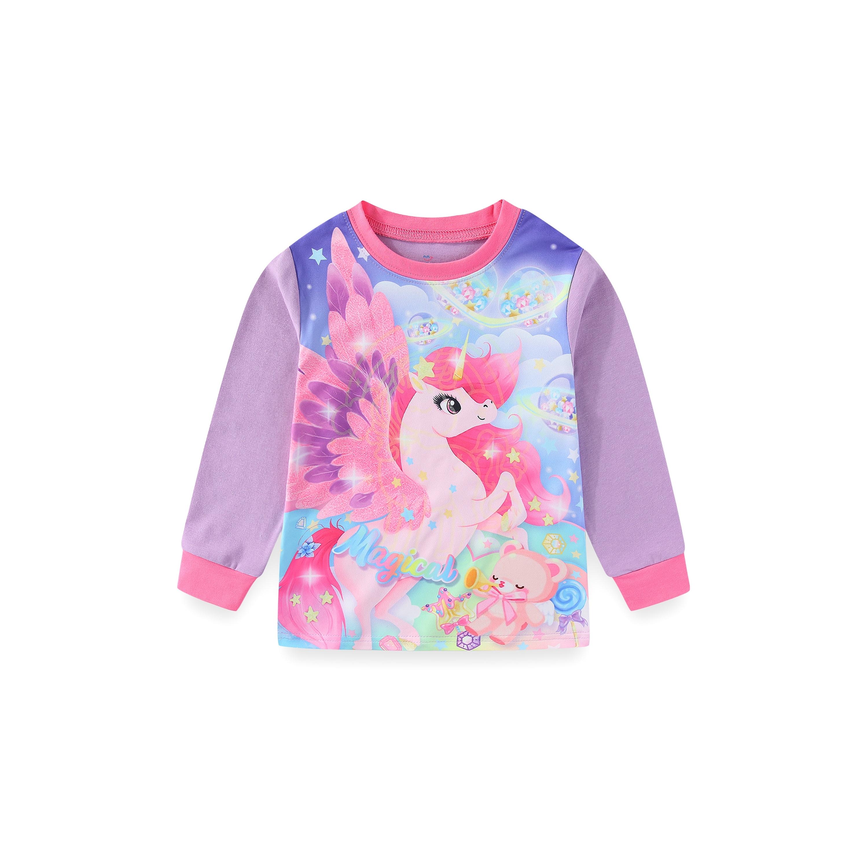 Babyqlo 2-Piece Starry Night Unicorn Printed Glow-in-the-Dark T-Shirt with Pyjama-baby-girls-clothing-nightwear-pyjamasets-image-7