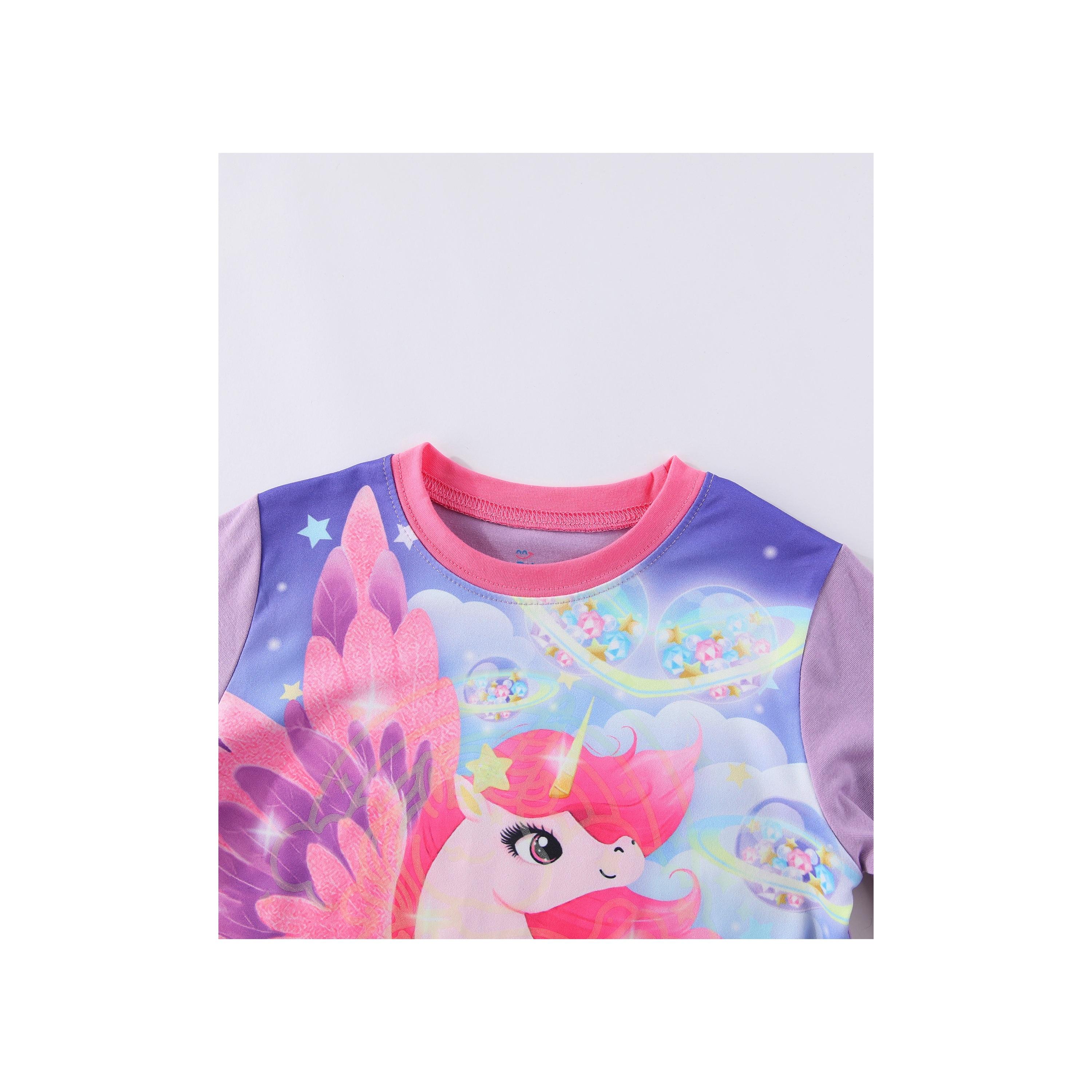 Babyqlo 2-Piece Starry Night Unicorn Printed Glow-in-the-Dark T-Shirt with Pyjama-baby-girls-clothing-nightwear-pyjamasets-image-9