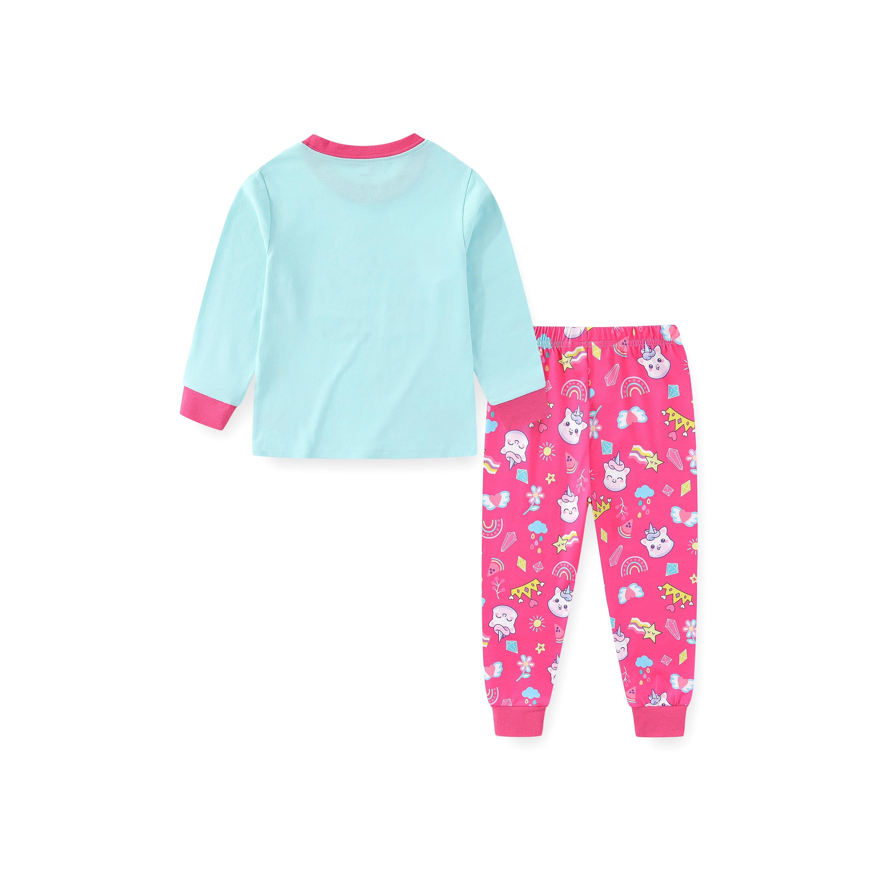 Babyqlo 2-Piece Rainbow Dreams Printed Glow-in-the-Dark T-Shirt with Pyjama-baby-girls-clothing-nightwear-pyjamasets-image-3
