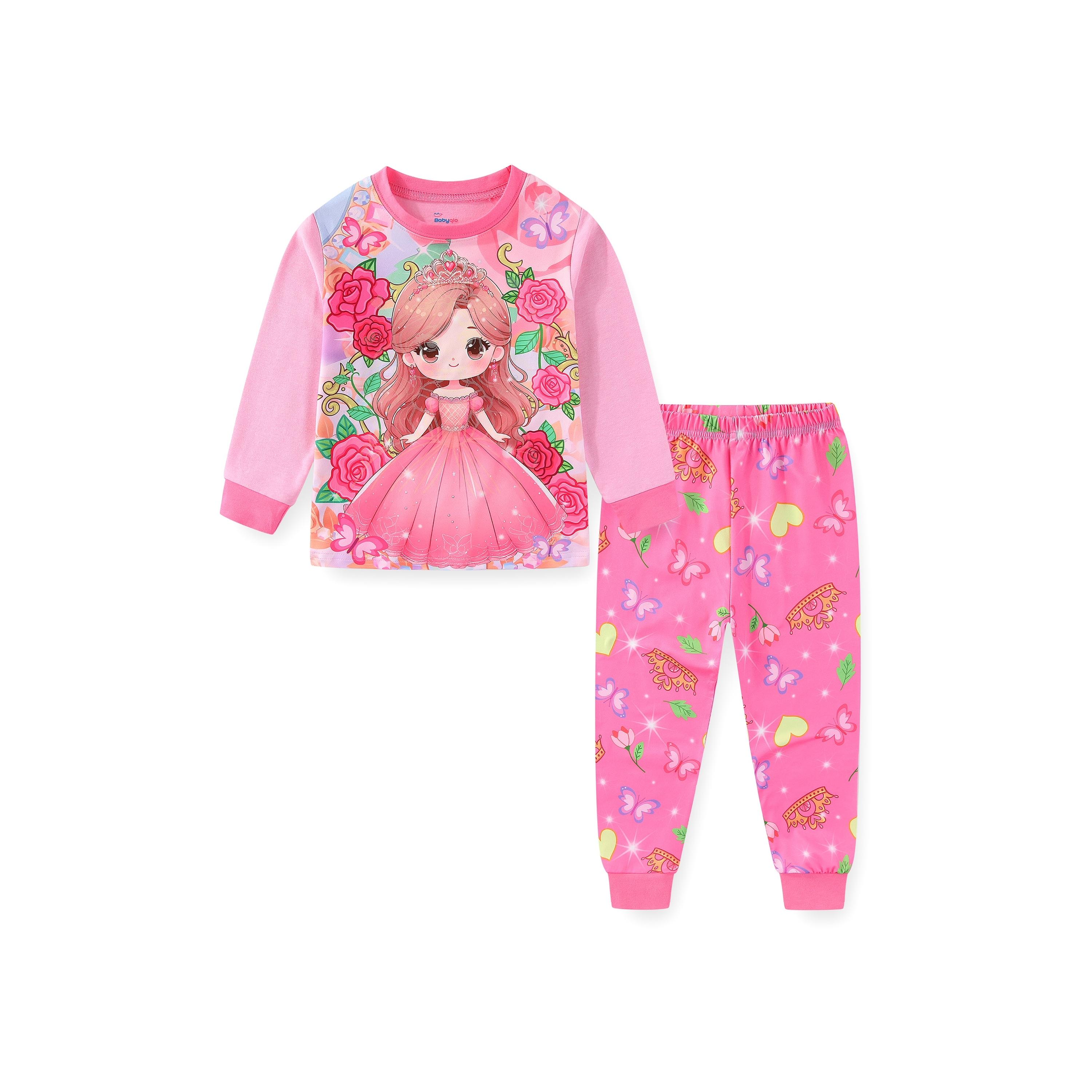 Babyqlo 2-Piece Royal Princess Printed Glow-in-the-Dark T-Shirt with Pyjama-girls-clothing-nightwear-image-1