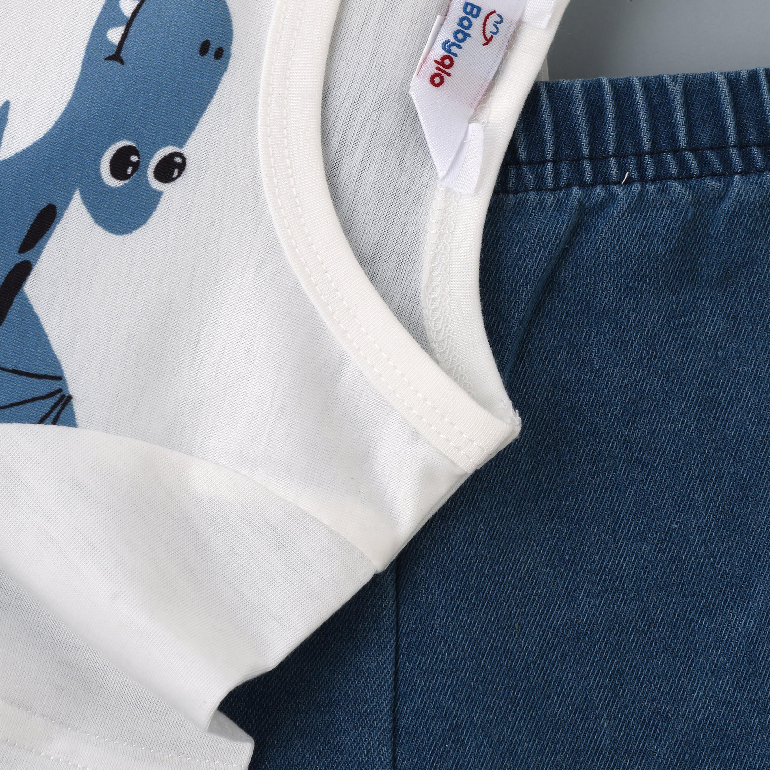 Babyqlo Dino Printed Short Sleeves T-Shirt with Shorts-boys-clothing-setsandcoords-image-4