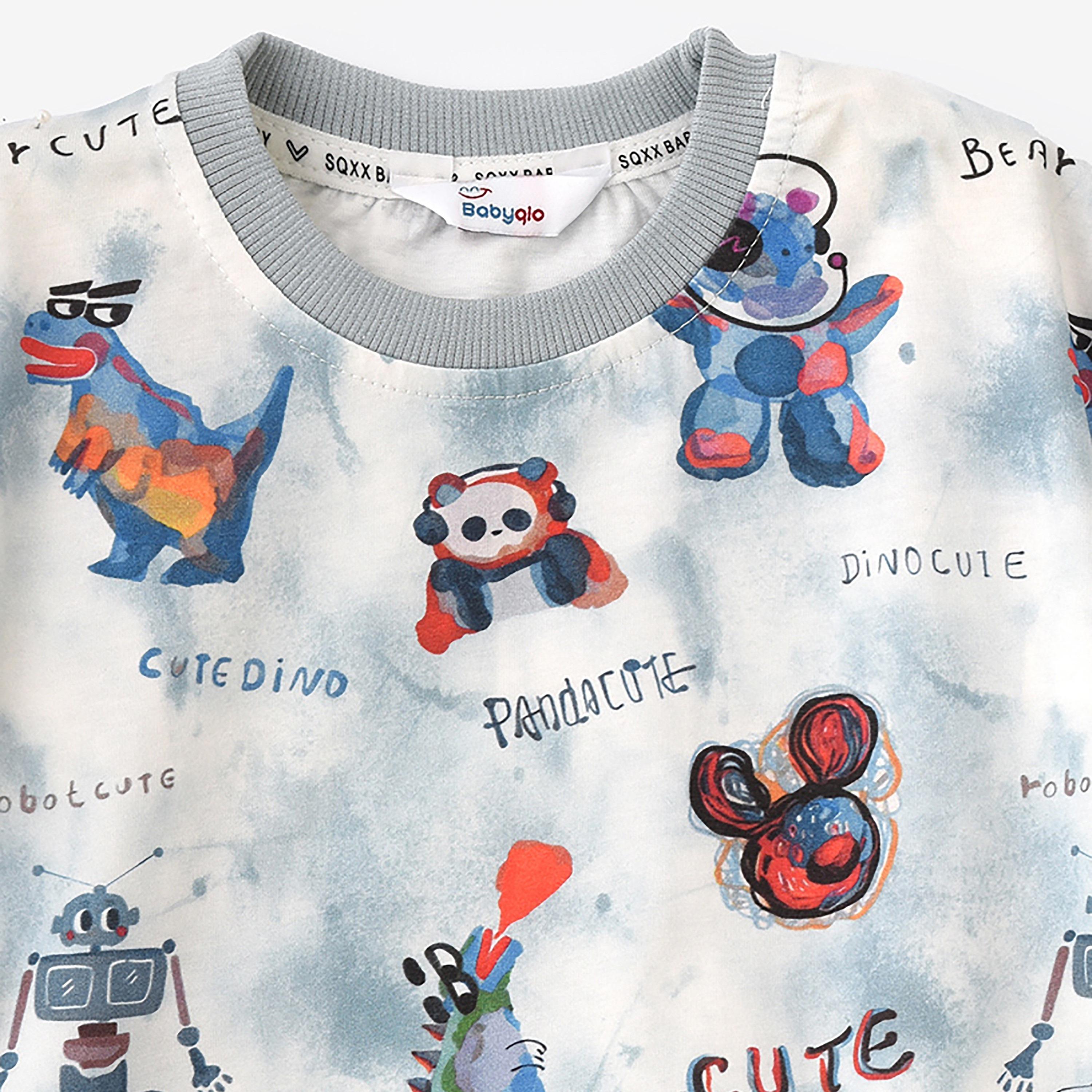 تي شيرت بأكمام قصيرة وشورت بطبعة رسوم متحركة من بيبيكلو-boys-clothing-setsandcoords-image-4
