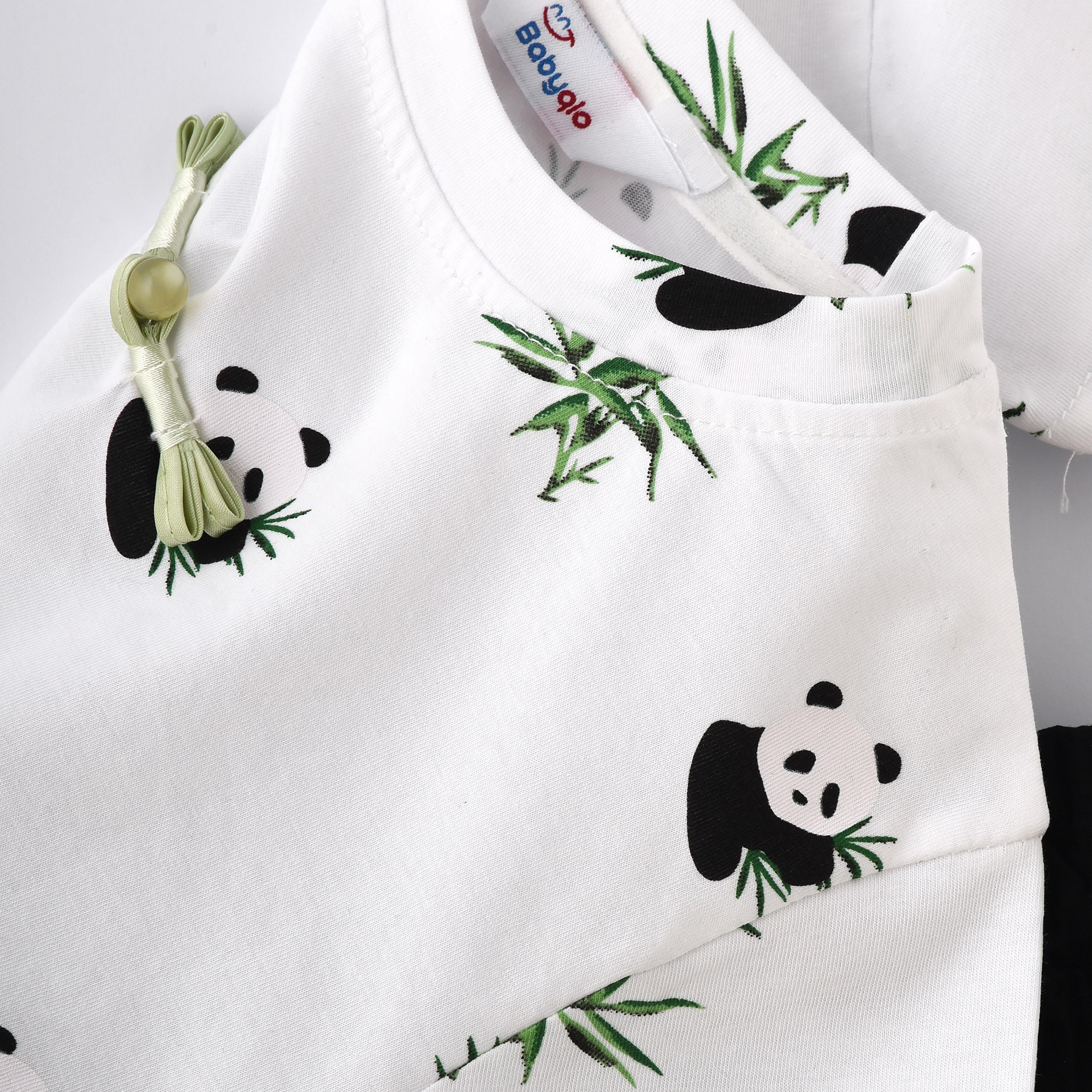 Babyqlo Panda Printed Short Sleeves T-Shirt with Shorts-boys-clothing-setsandcoords-image-3