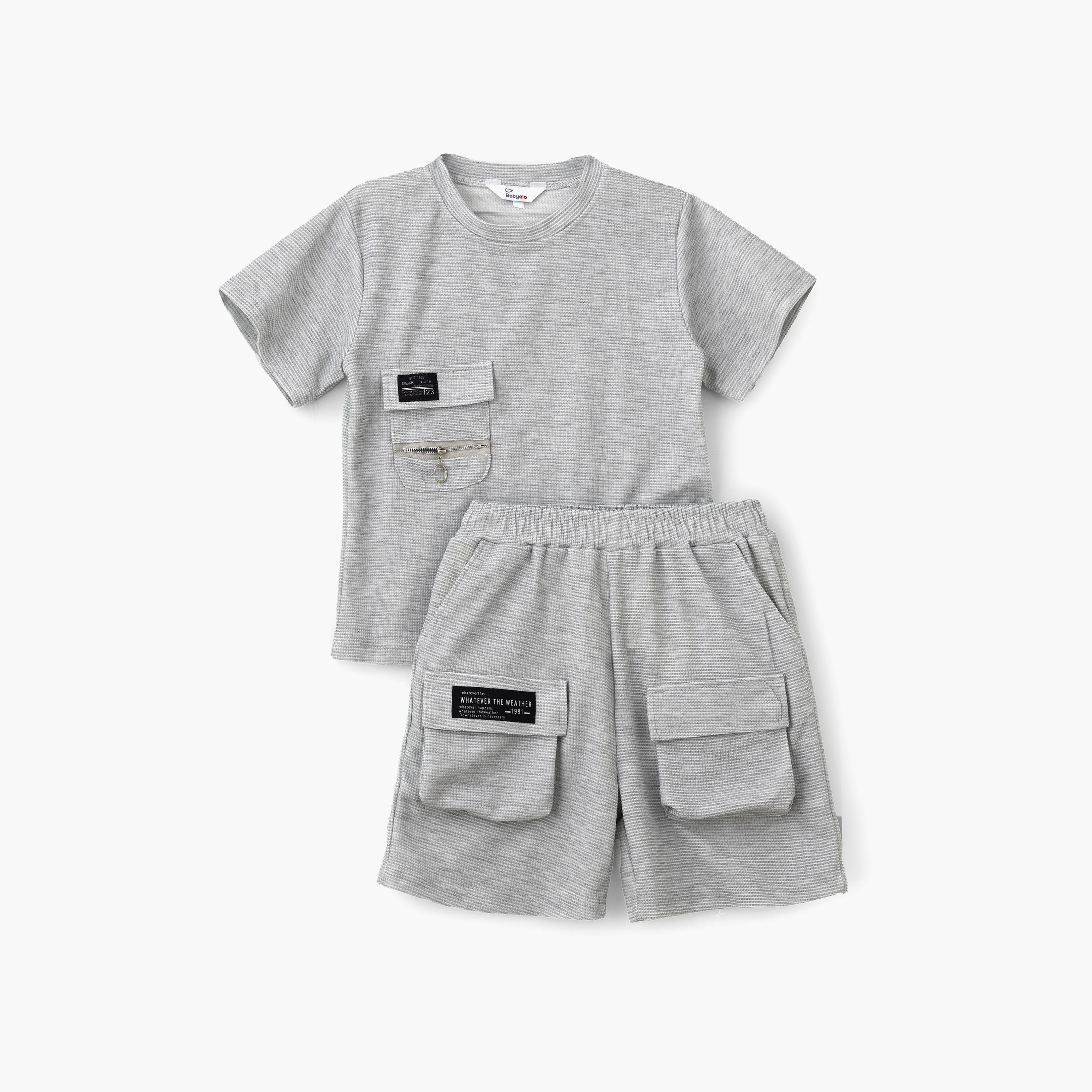 Babyqlo Solid Short Sleeves T-Shirt with Shorts-boys-clothing-setsandcoords-image-1