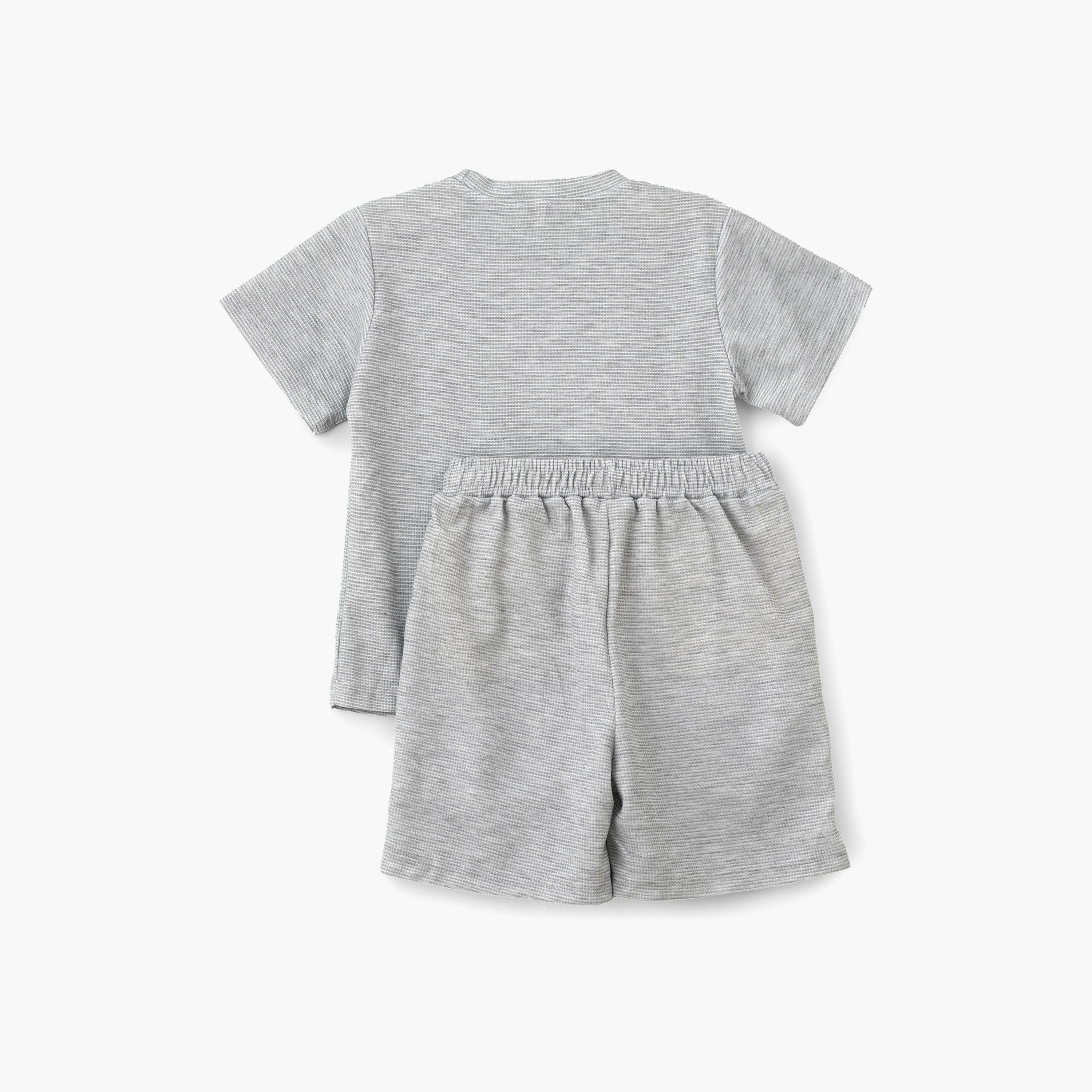 Babyqlo Solid Short Sleeves T-Shirt with Shorts-boys-clothing-setsandcoords-image-2