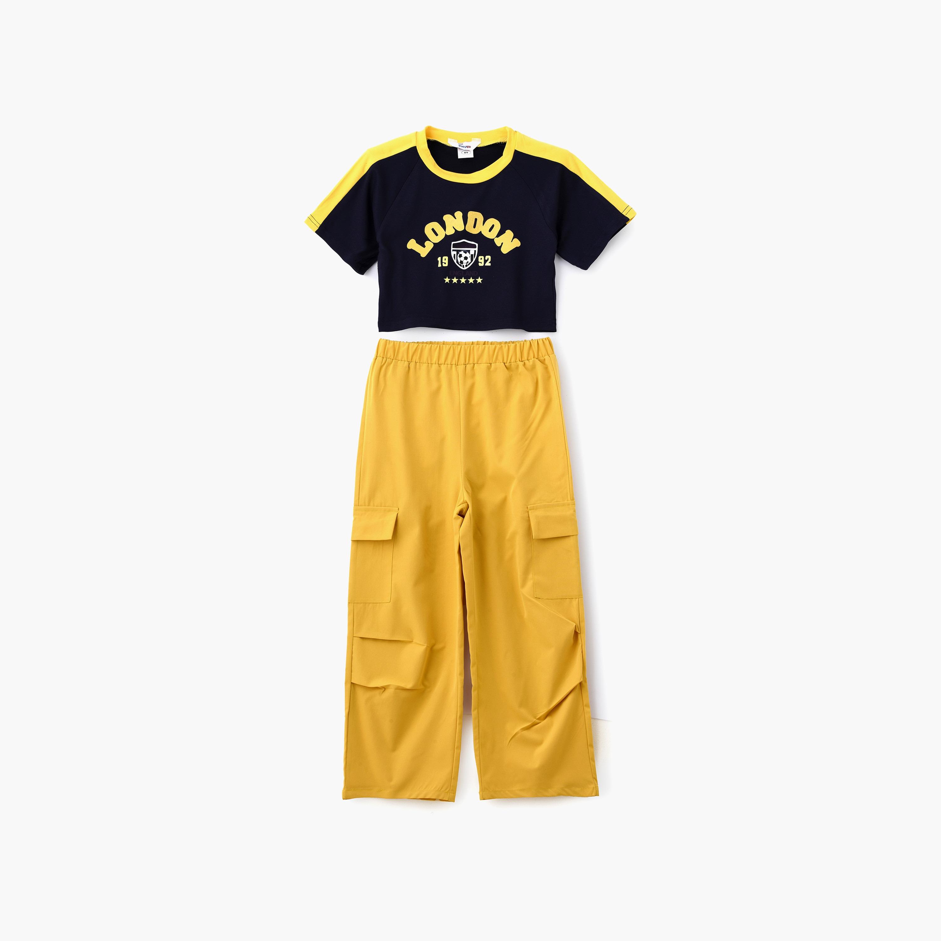 Babyqlo London Printed Short Sleeves T-Shirt with Pants-girls-clothing-setsandcoords-image-1