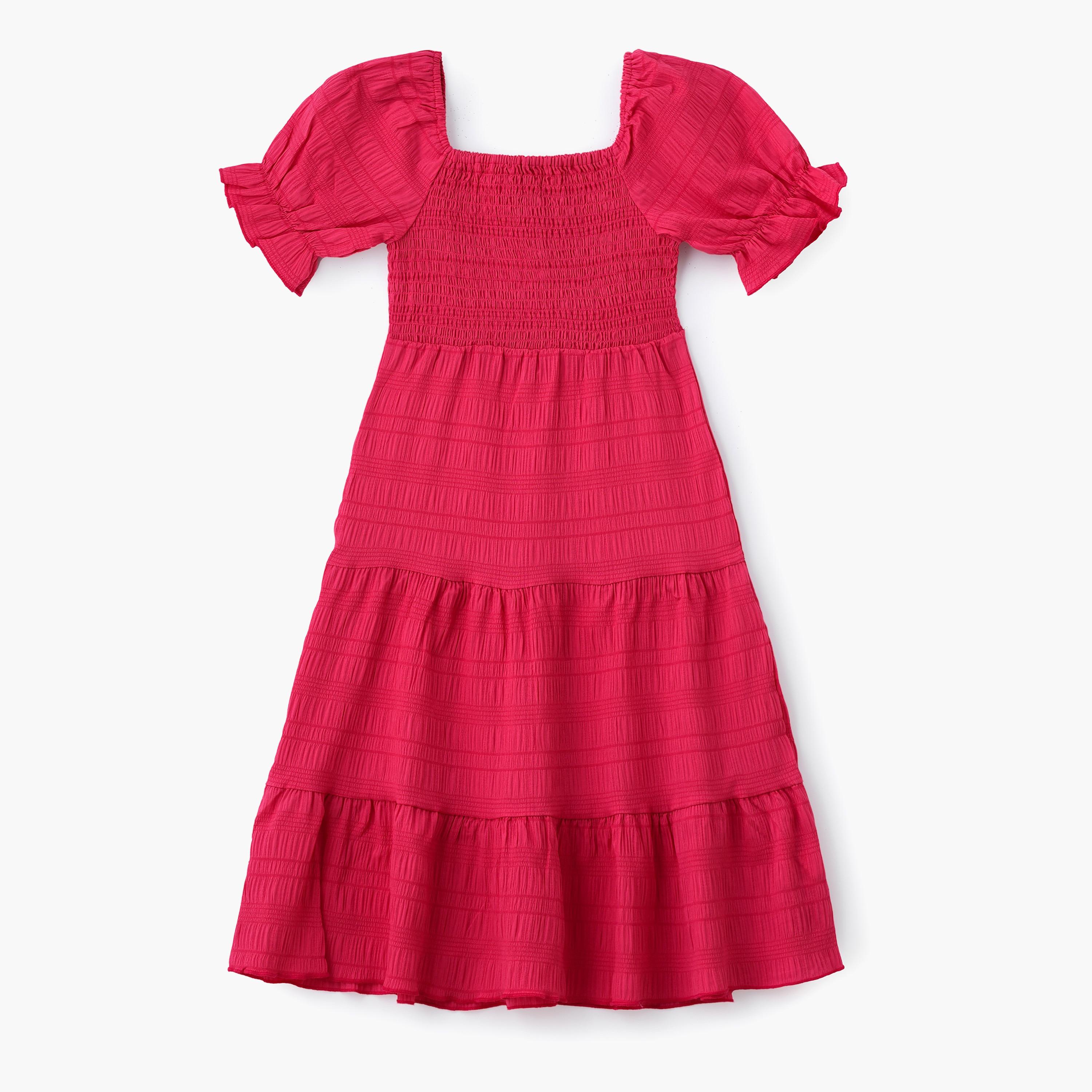 Babyqlo Solid Short Sleeves Dress-girls-clothing-dressesandjumpsuits-image-1