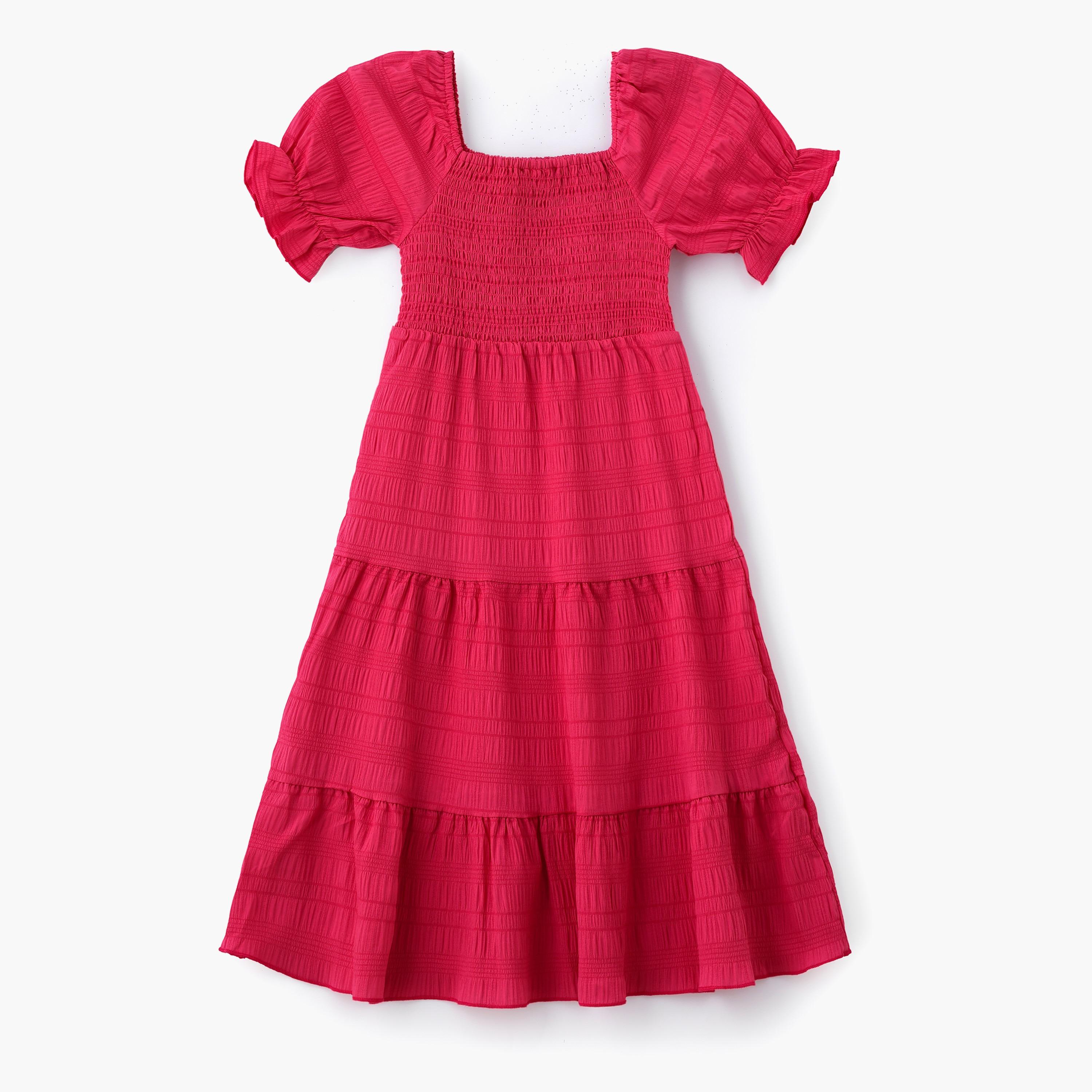Babyqlo Solid Short Sleeves Dress-girls-clothing-dressesandjumpsuits-image-2