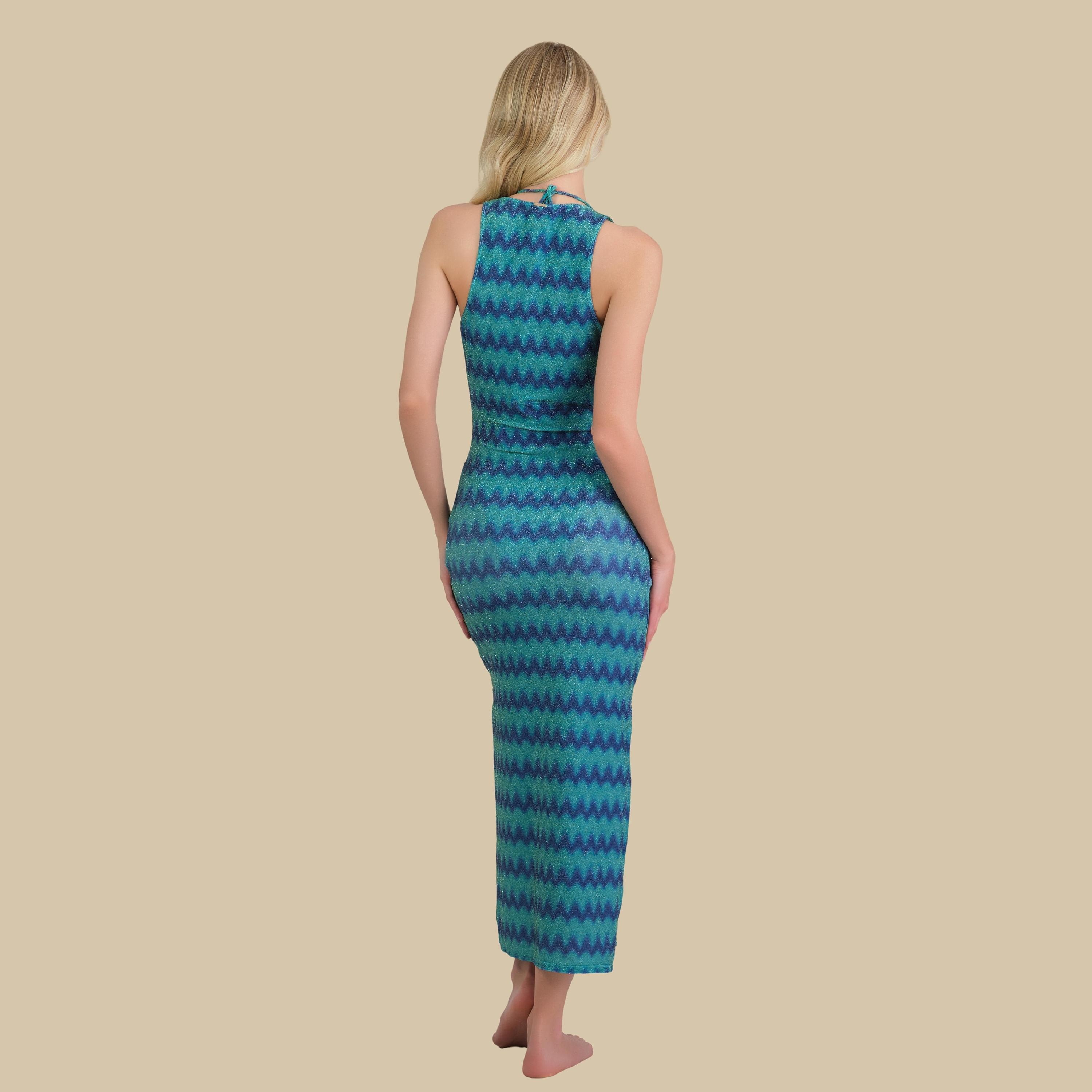 Isla & Evie Metallic Zig-Zag Print Plunge Neck Sleeveless Women's Dress-women-clothing-swimandbeach-coverups-image-4