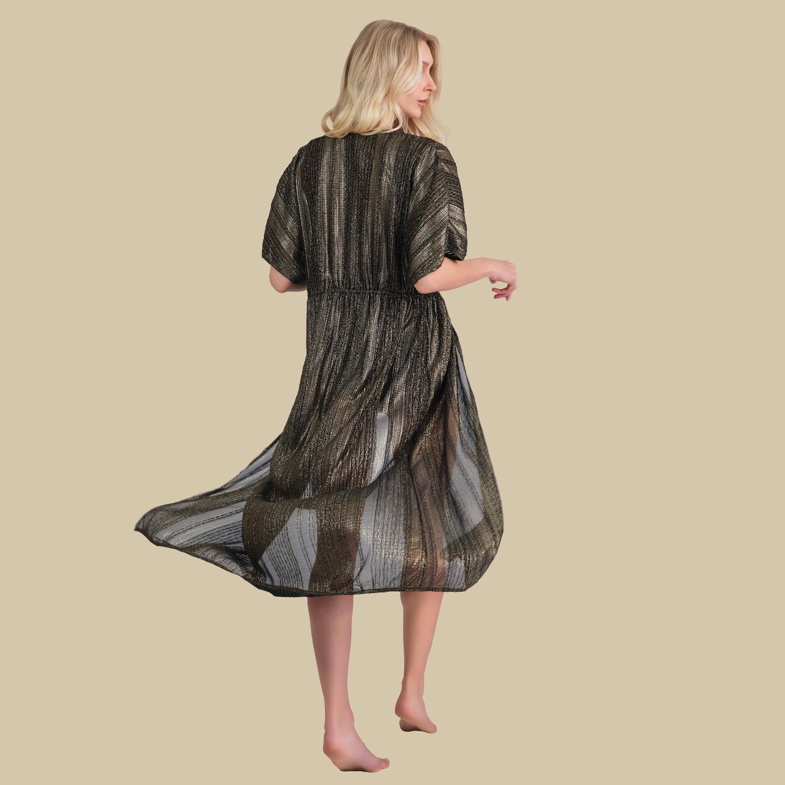 روب نسائي لامع قصير الأكمام من إيسلا اند إيفي-women-clothing-nightwear-robes-image-4