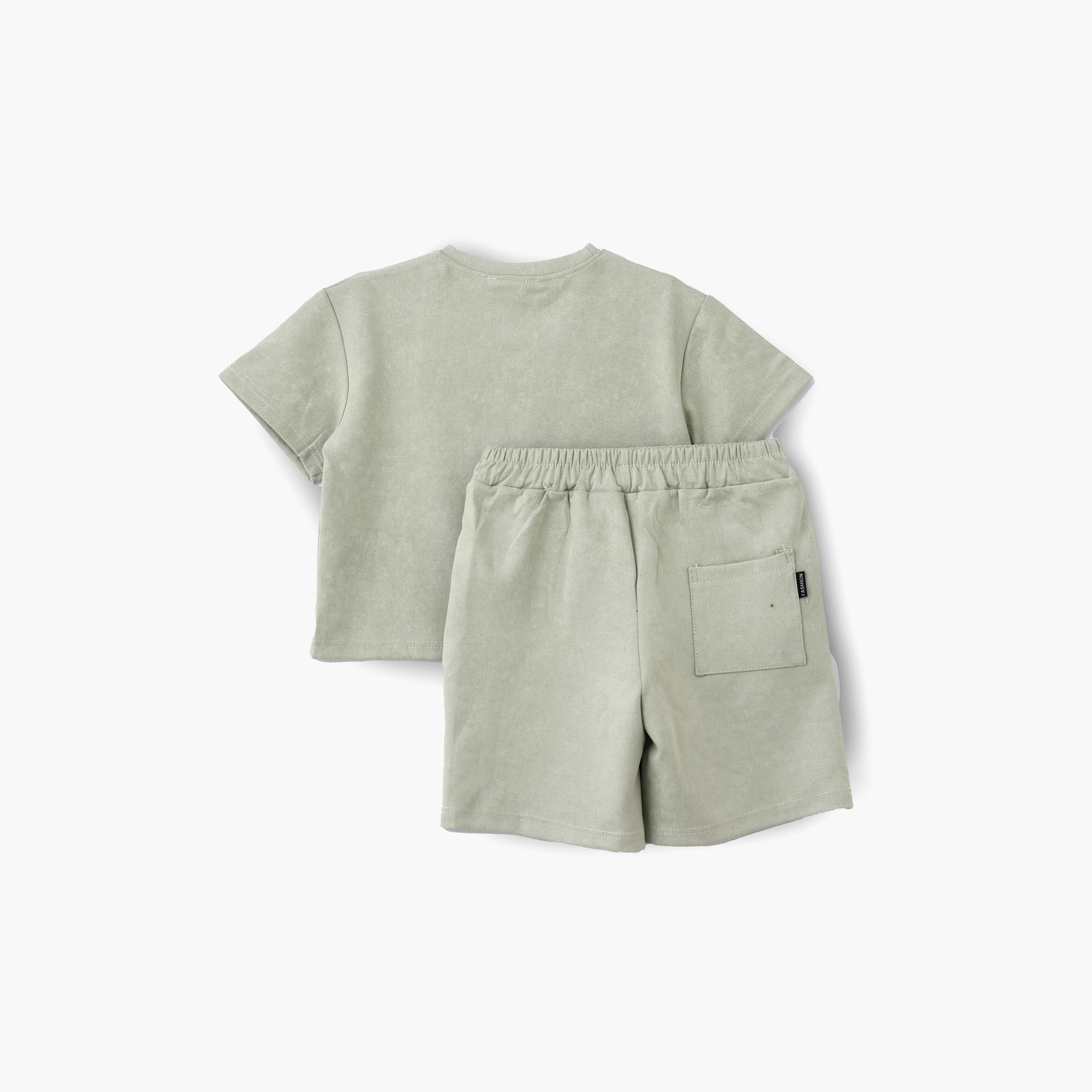 Babyqlo Solid Short Sleeves T-Shirt with Shorts-boys-clothing-setsandcoords-image-2