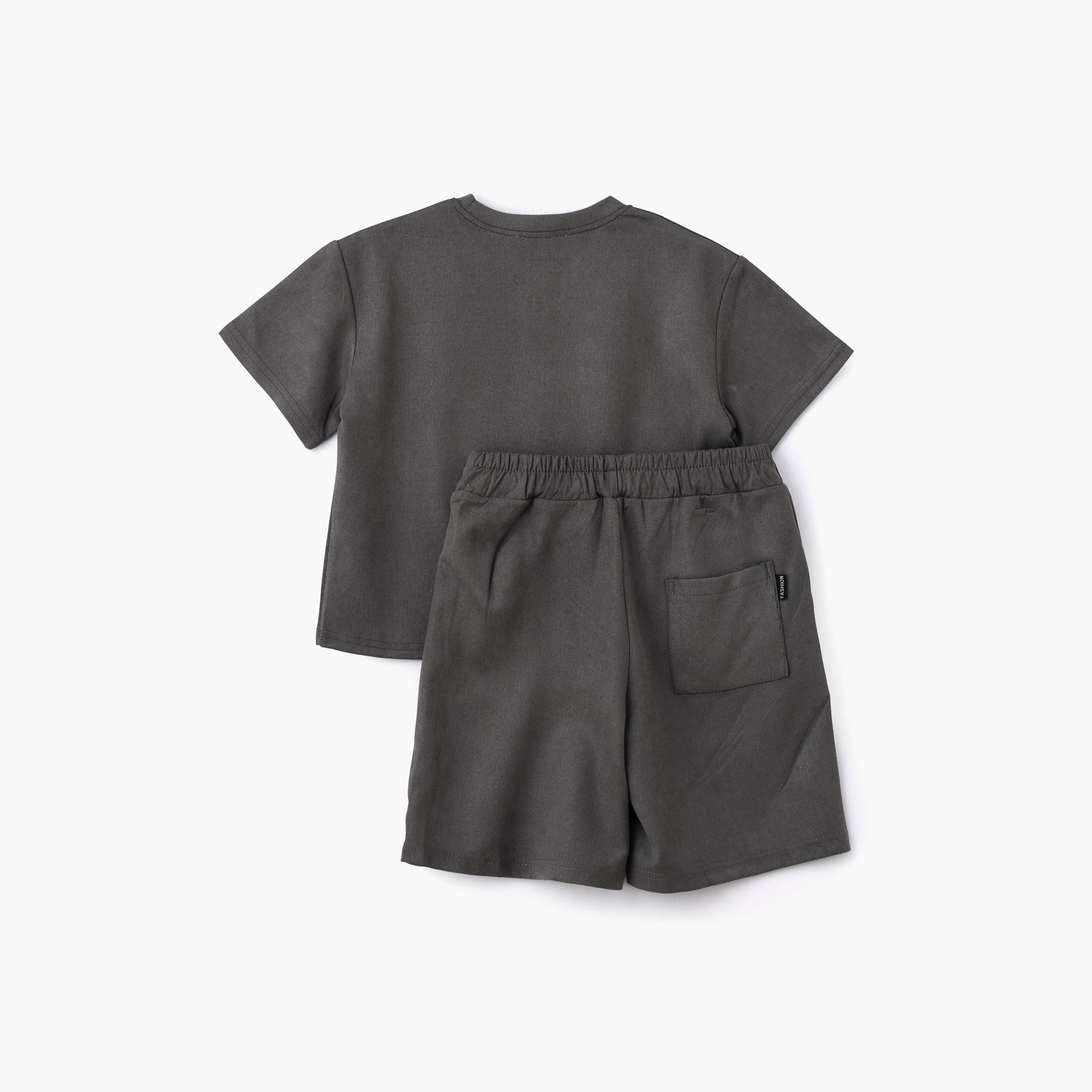Babyqlo Solid Short Sleeves T-Shirt with Shorts-boys-clothing-setsandcoords-image-2