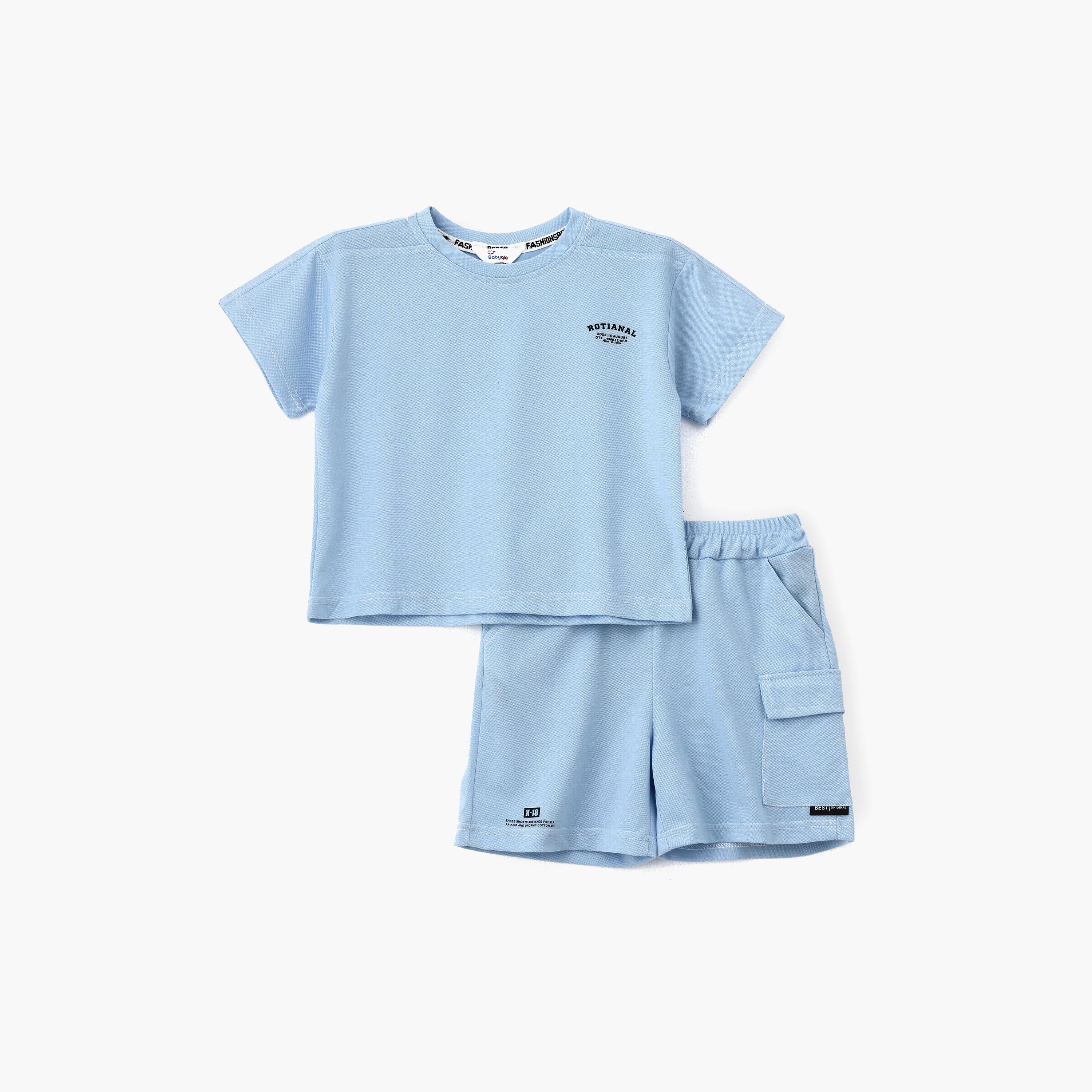 Babyqlo Solid Short Sleeves T-Shirt with Shorts-boys-clothing-setsandcoords-image-1