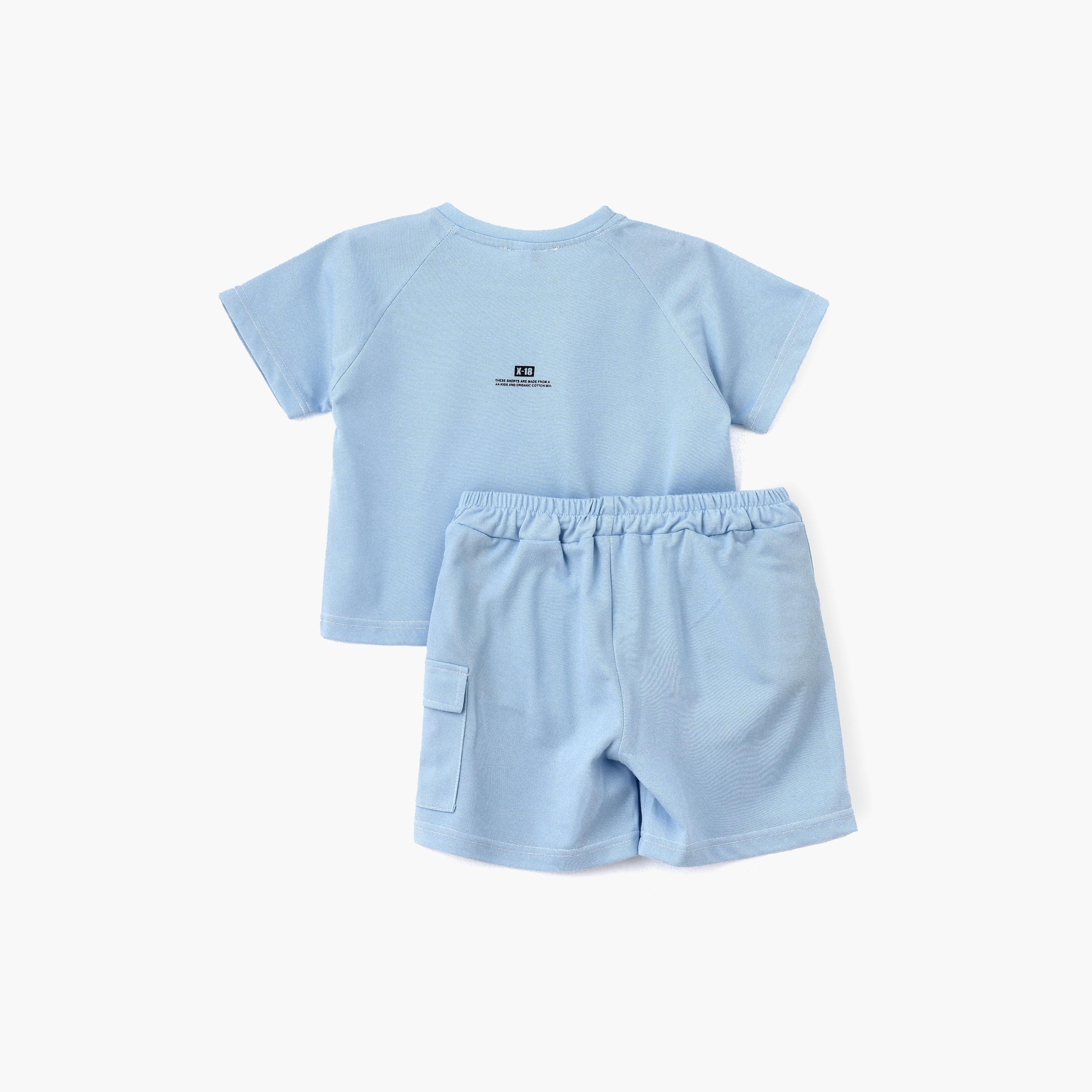 Babyqlo Solid Short Sleeves T-Shirt with Shorts-boys-clothing-setsandcoords-image-2