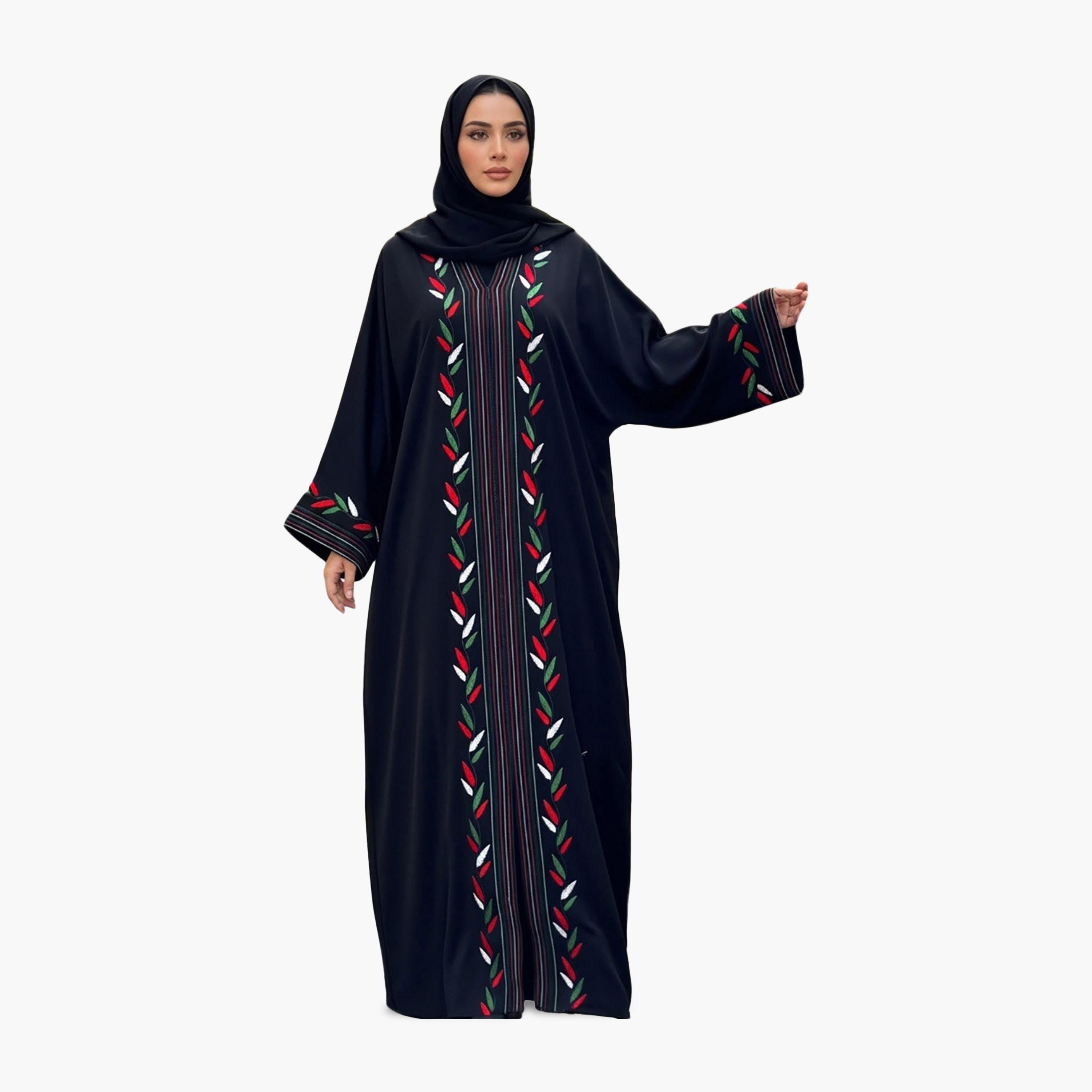 عباية مطرزة بأكمام واسعة مع حجاب من نخبة-women-arabicclothing-abayas-image-1
