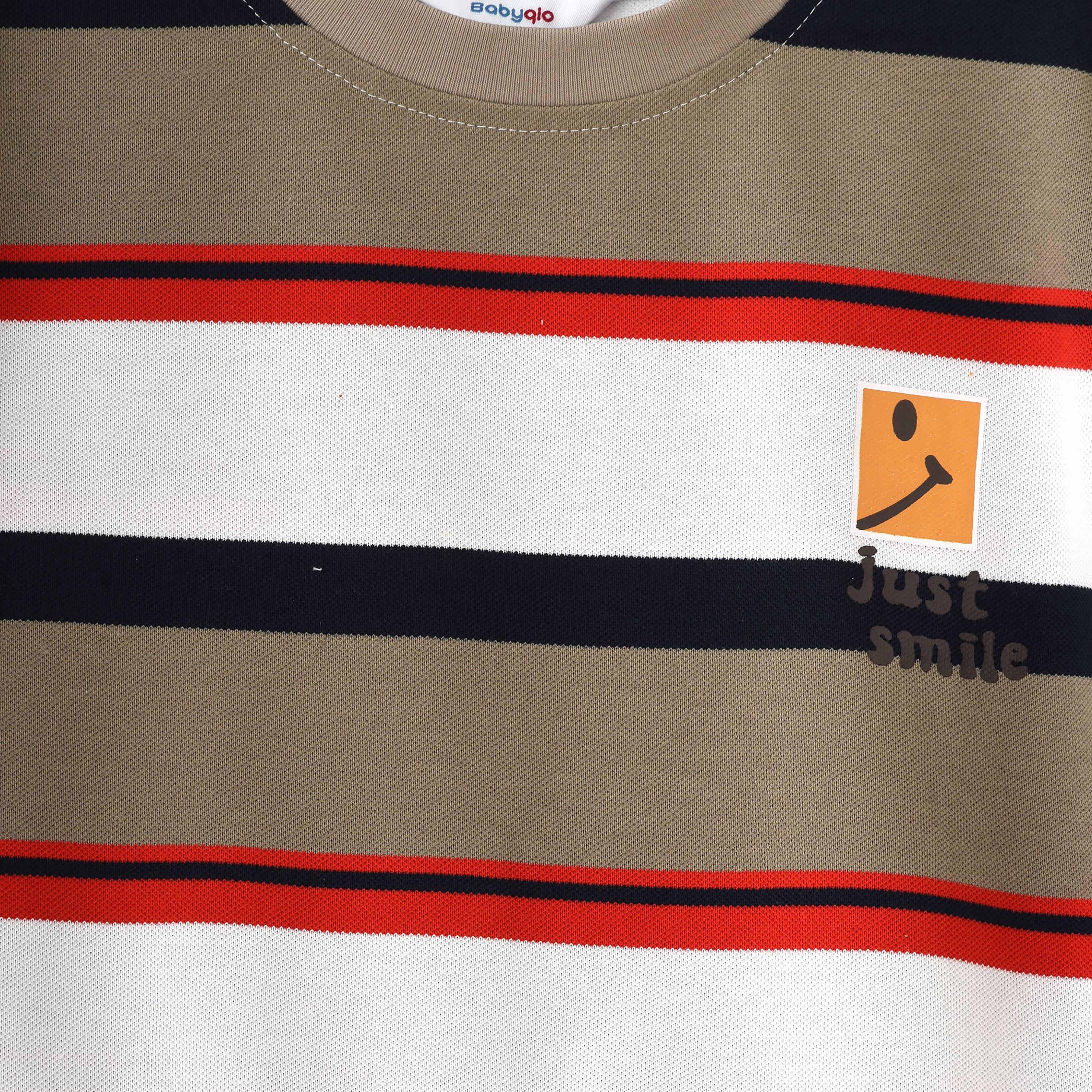 تي شيرت مخطط بأكمام قصيرة مع شورت من بيبيكلو-boys-clothing-setsandcoords-image-3
