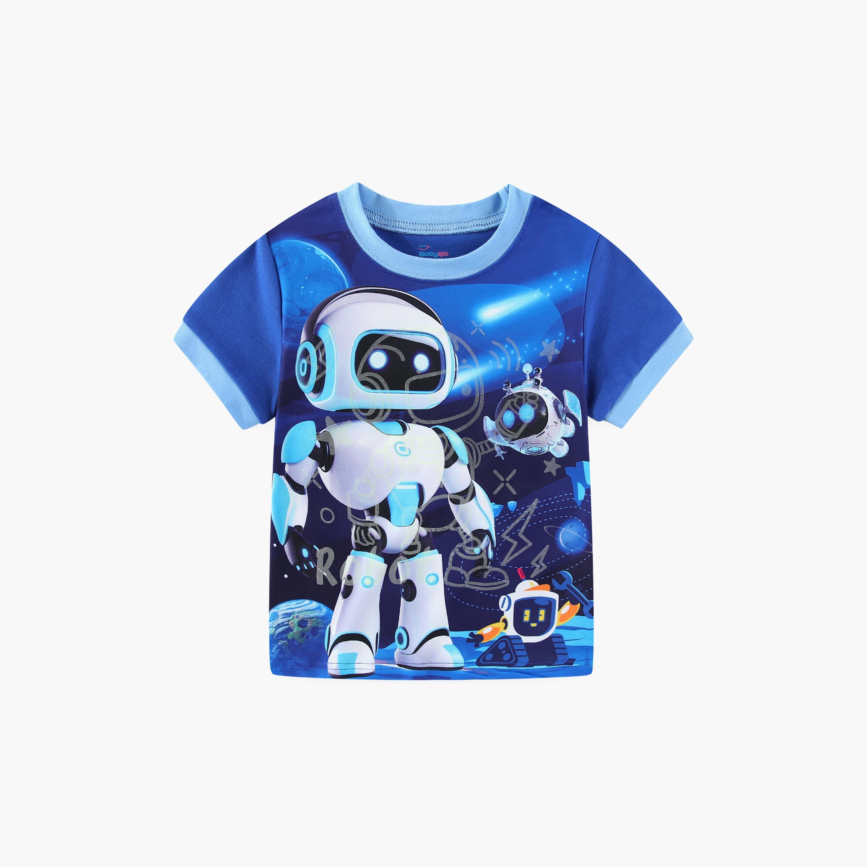 Babyqlo Robot Heroes in Outer Space Printed Glow-in-the-Dark T-Shirt with Joggers-boys-clothing-nightwear-image-10