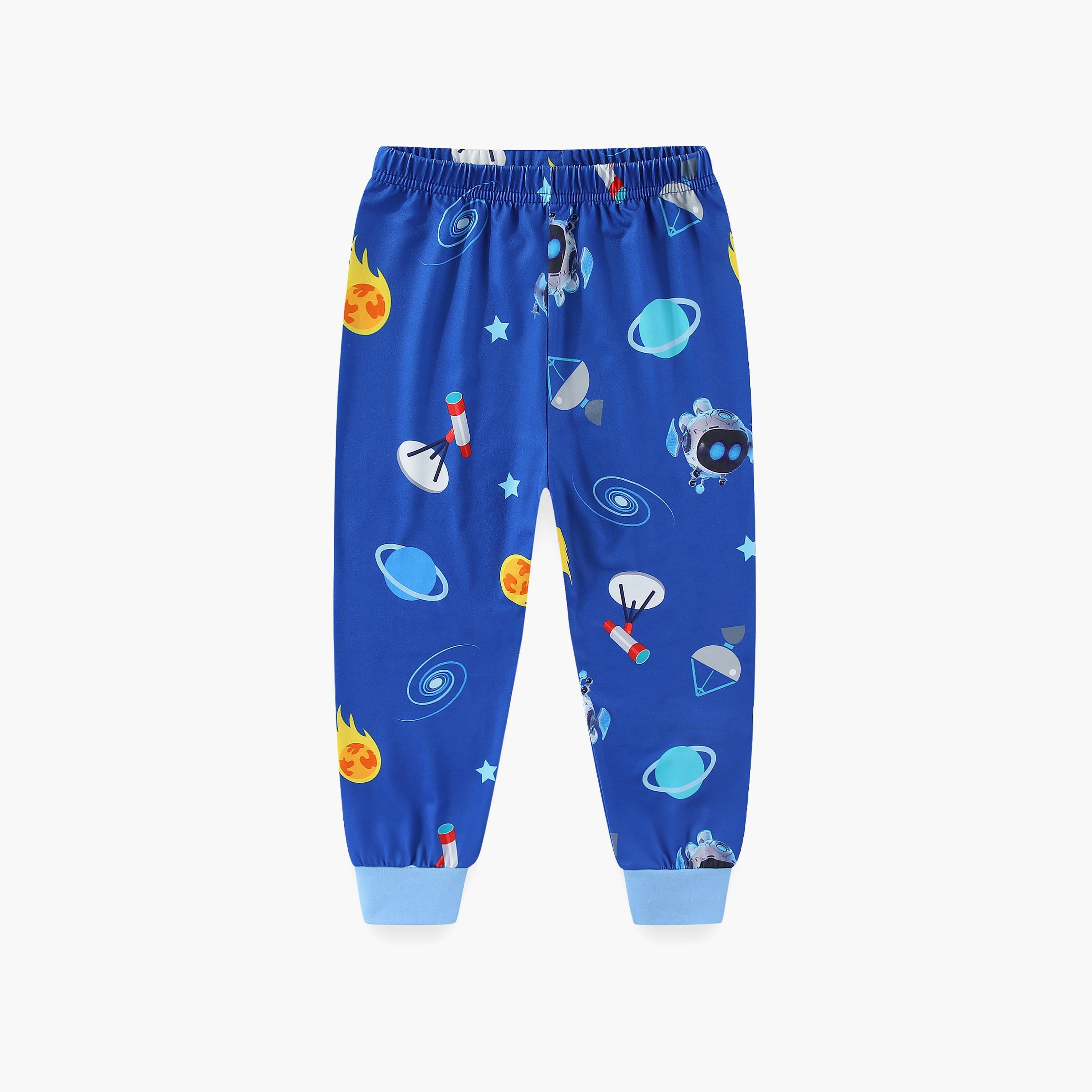 Babyqlo Robot Heroes in Outer Space Printed Glow-in-the-Dark T-Shirt with Joggers-boys-clothing-nightwear-image-11