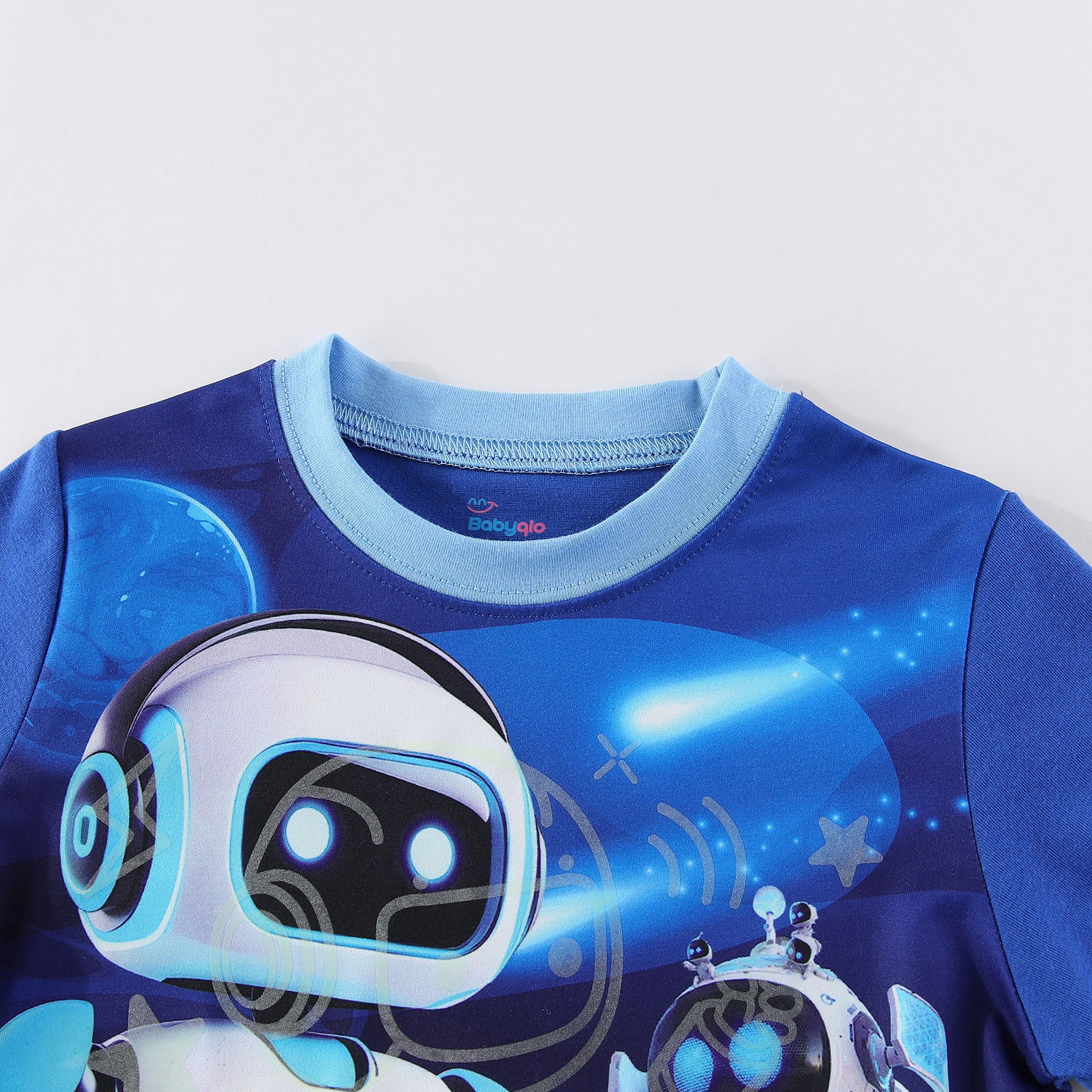 Babyqlo Robot Heroes in Outer Space Printed Glow-in-the-Dark T-Shirt with Joggers-boys-clothing-nightwear-image-12