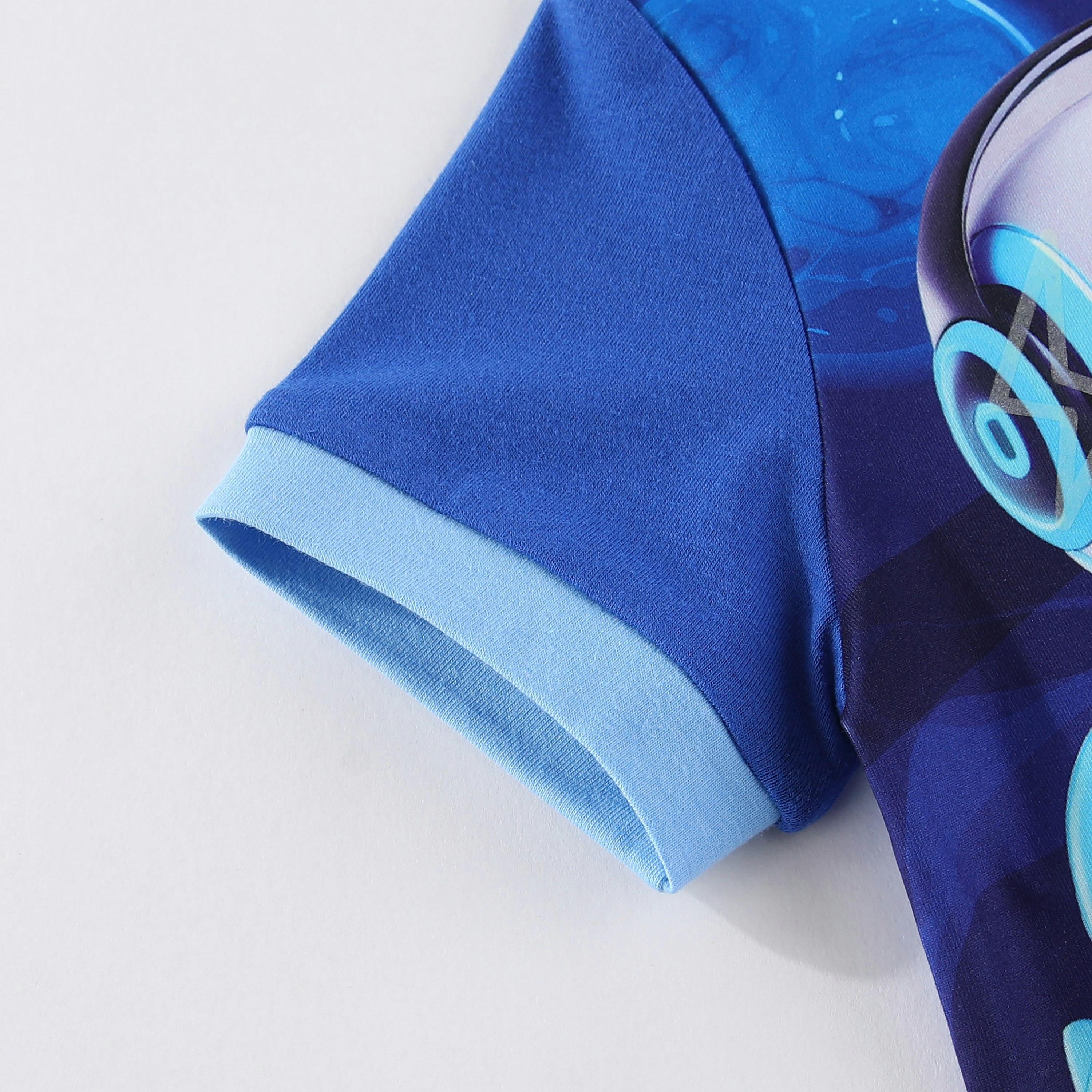 Babyqlo Robot Heroes in Outer Space Printed Glow-in-the-Dark T-Shirt with Joggers-boys-clothing-nightwear-image-2