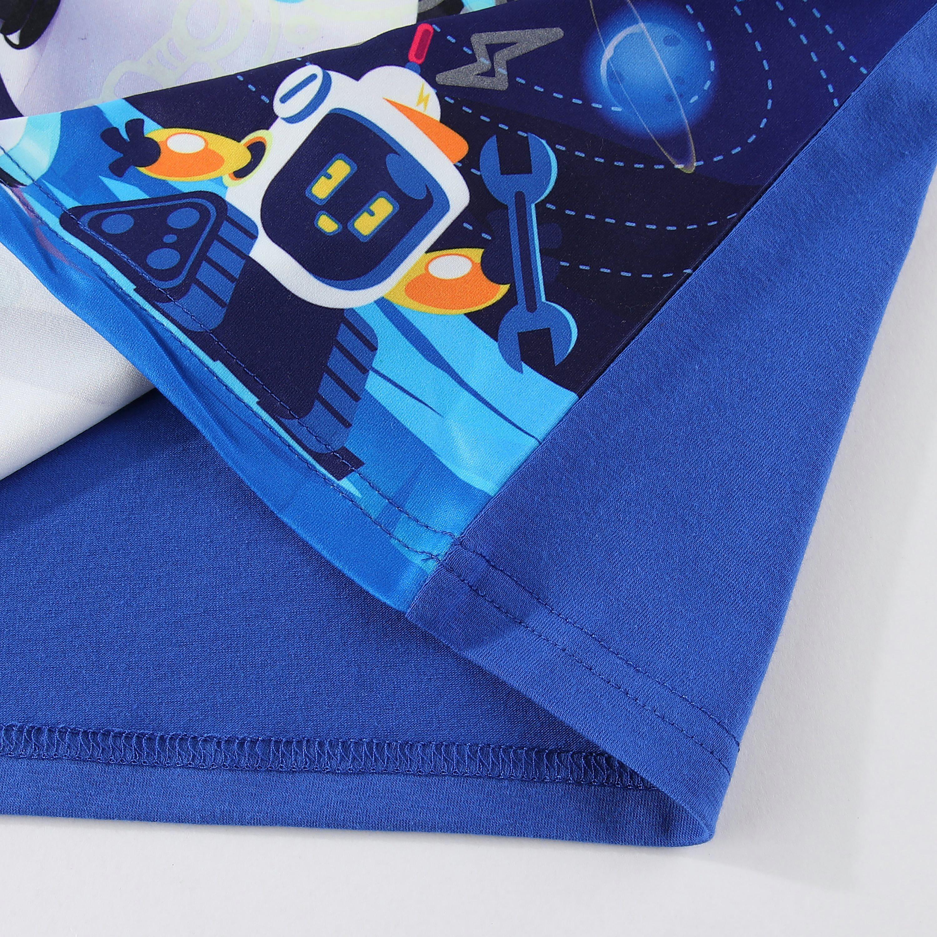 Babyqlo Robot Heroes in Outer Space Printed Glow-in-the-Dark T-Shirt with Joggers-boys-clothing-nightwear-image-3