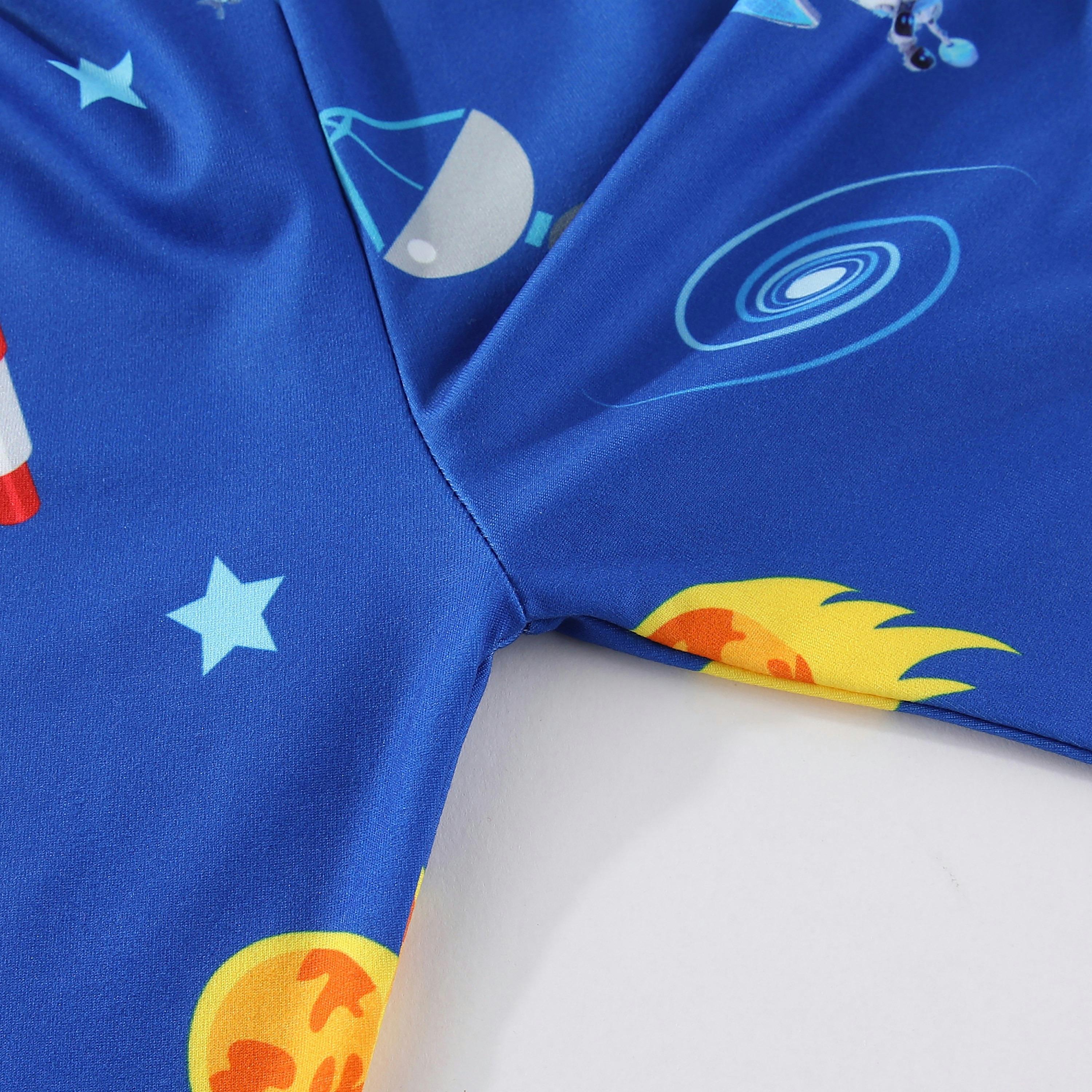 Babyqlo Robot Heroes in Outer Space Printed Glow-in-the-Dark T-Shirt with Joggers-boys-clothing-nightwear-image-4