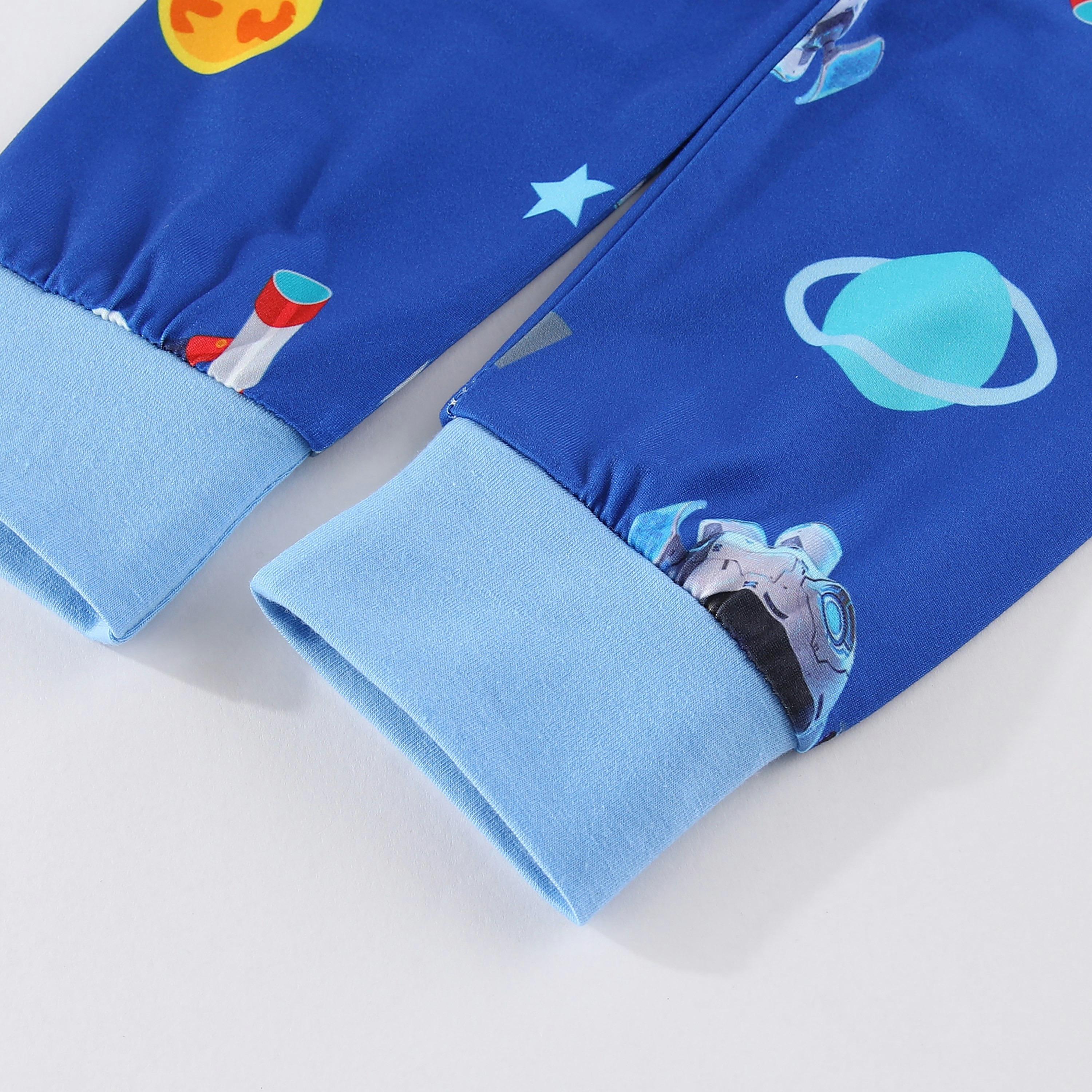Babyqlo Robot Heroes in Outer Space Printed Glow-in-the-Dark T-Shirt with Joggers-boys-clothing-nightwear-image-5