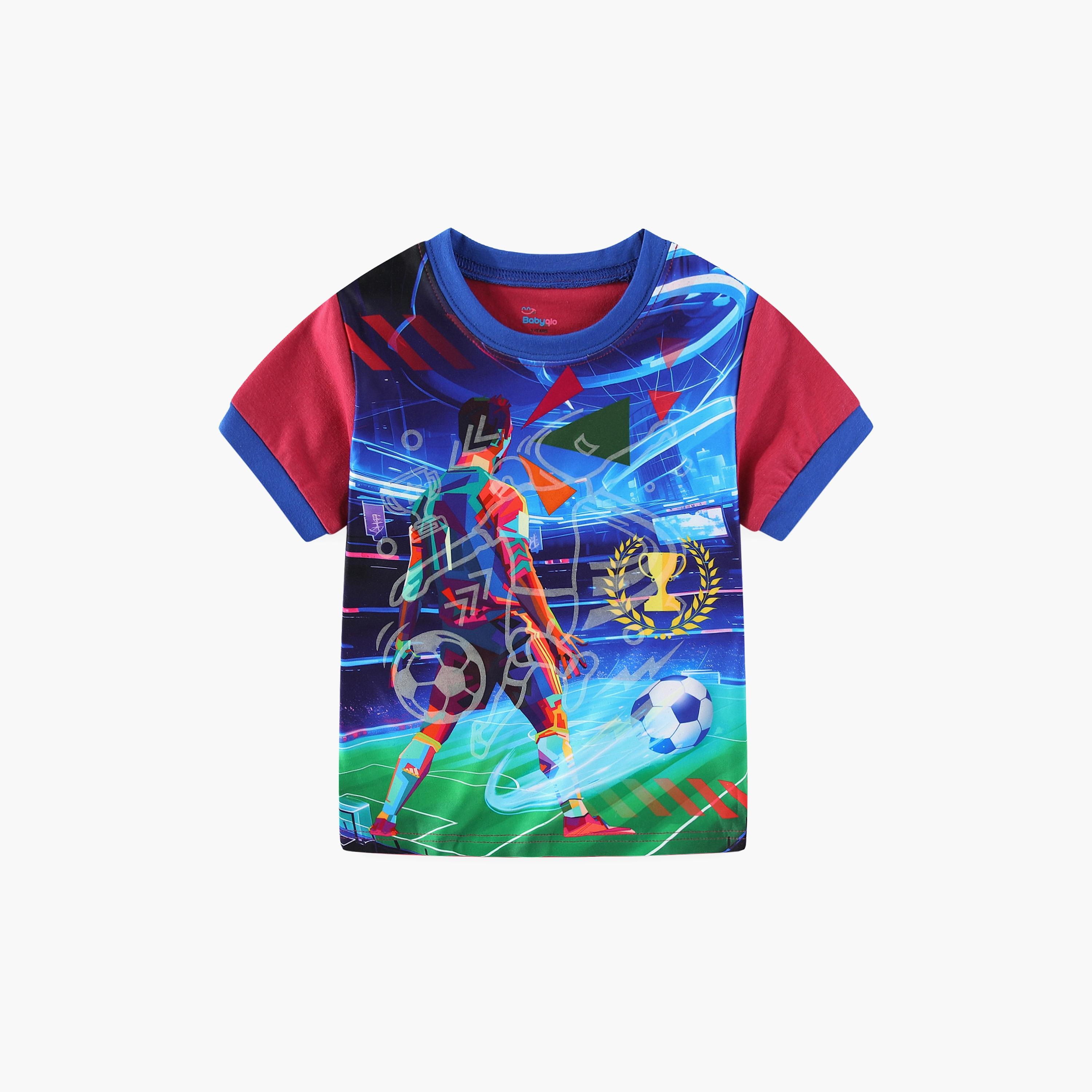 Babyqlo Glow Soccer Star in Action Printed Glow-in-the-Dark T-Shirt with Joggers-boys-clothing-nightwear-image-10
