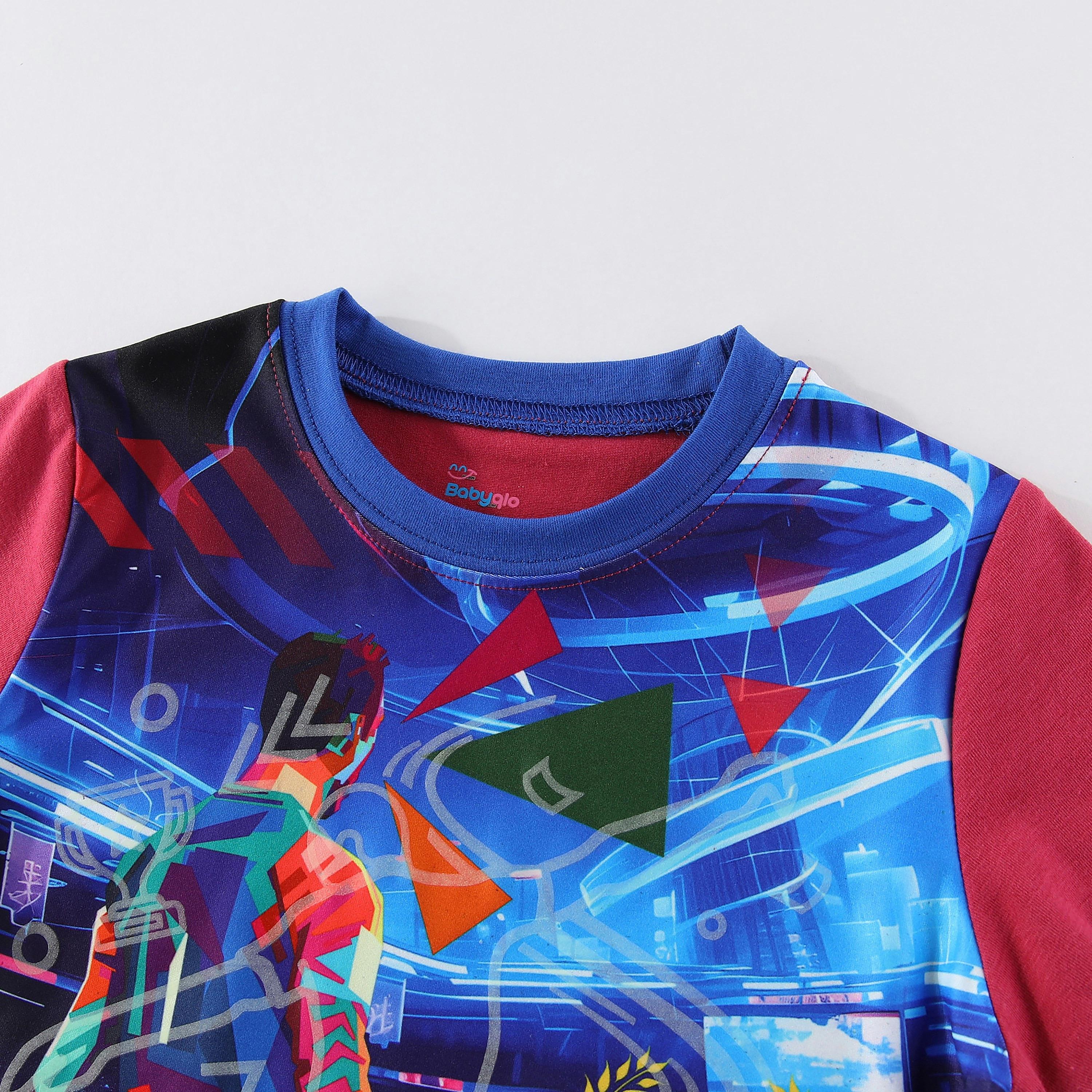 Babyqlo Glow Soccer Star in Action Printed Glow-in-the-Dark T-Shirt with Joggers-boys-clothing-nightwear-image-12