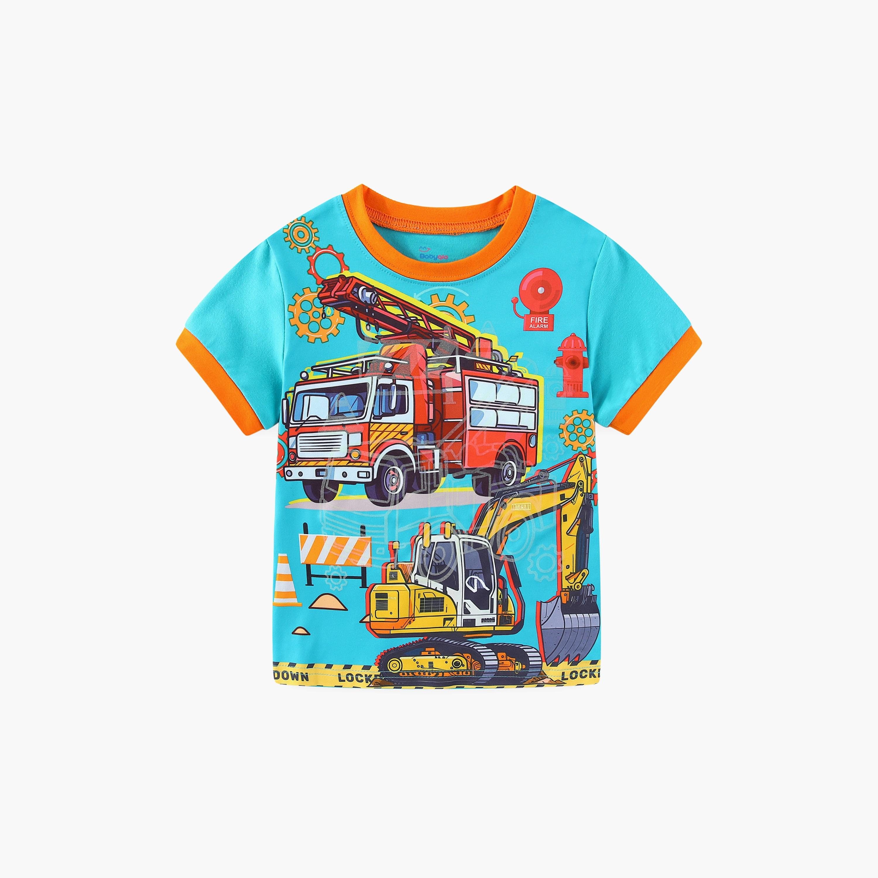 تي شيرت بطبعة مهمة إنقاذ شاحنة إطفاء متوهجة في الظلام مع بنطال ركض من بيبيكلو-boys-clothing-nightwear-image-10