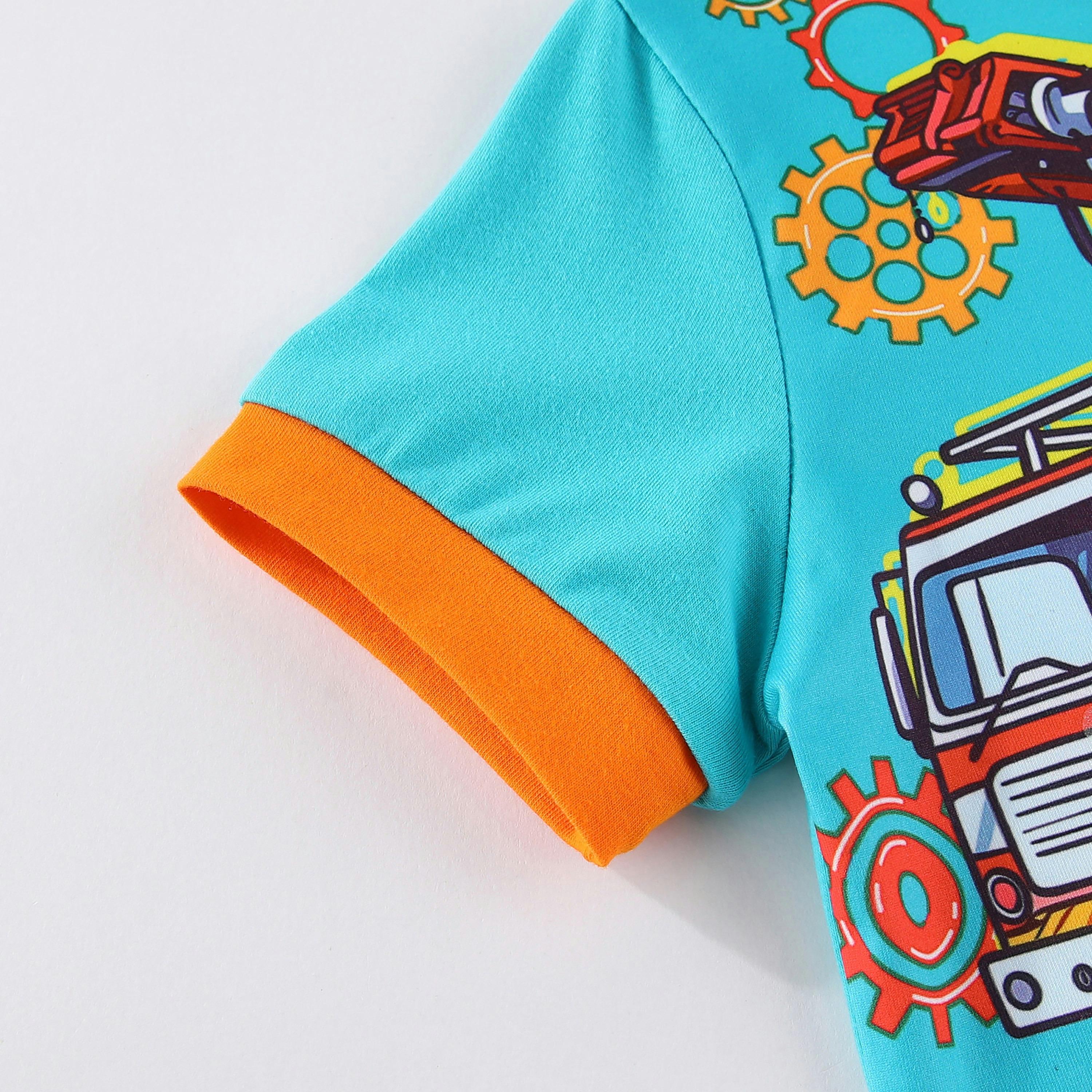 تي شيرت بطبعة مهمة إنقاذ شاحنة إطفاء متوهجة في الظلام مع بنطال ركض من بيبيكلو-boys-clothing-nightwear-image-13